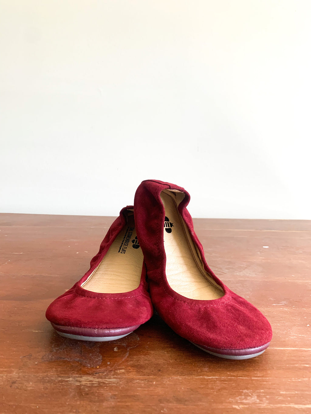 Women's Wine Suede Ballet Flats Comfortable Slip-On Shoes - Image 4