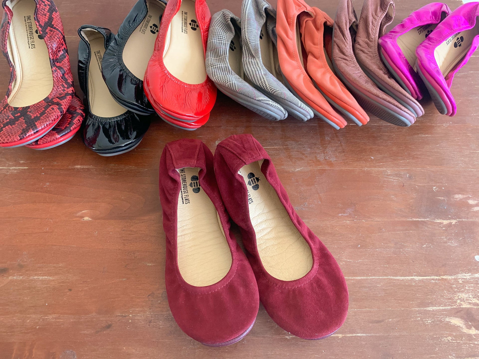 Women's Wine Suede Ballet Flats Comfortable Slip-On Shoes - Image 5