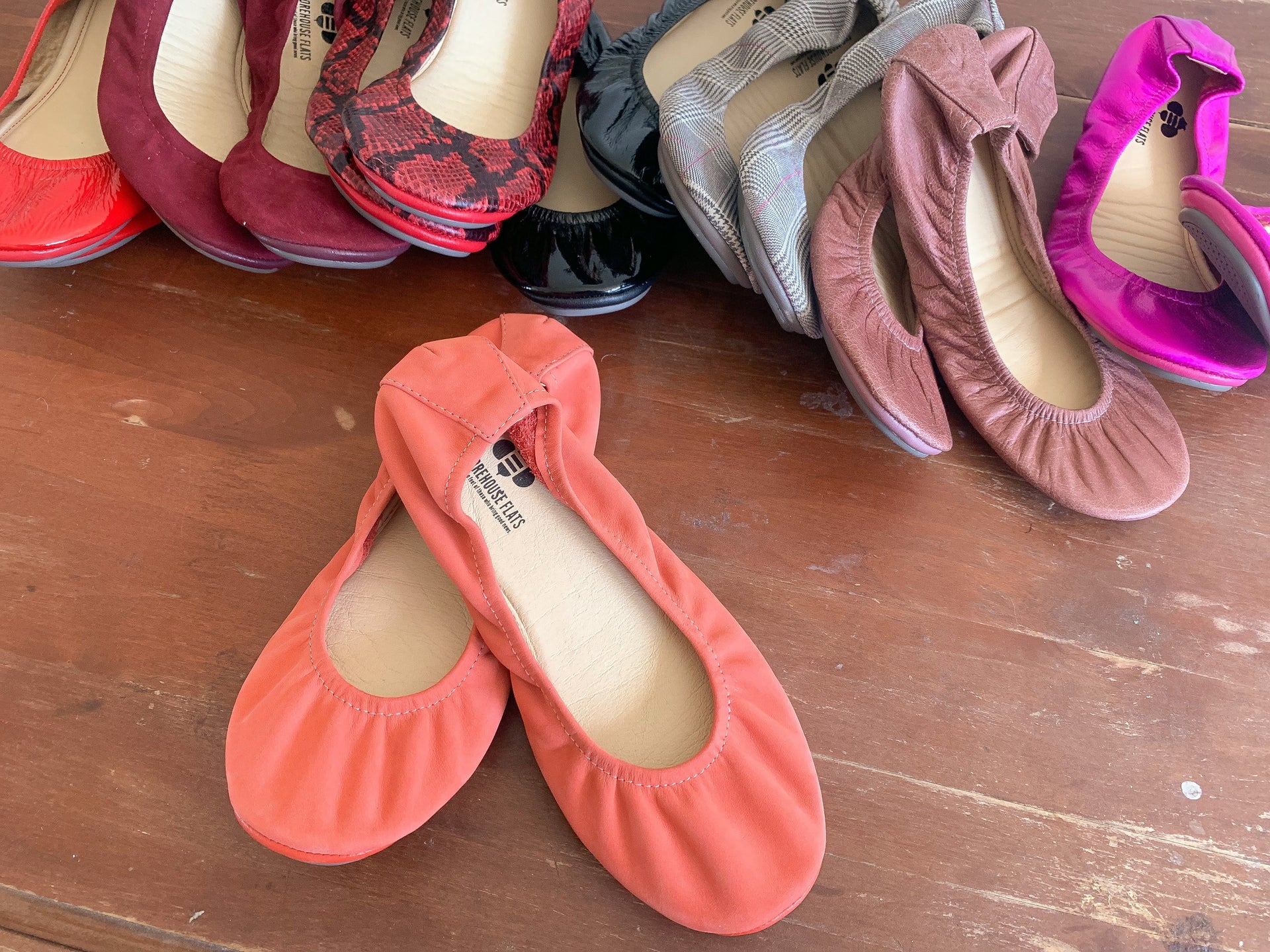 Women's Coral Nubuck Suede Ballet Flats Comfortable Slip-On Shoes - Image 4