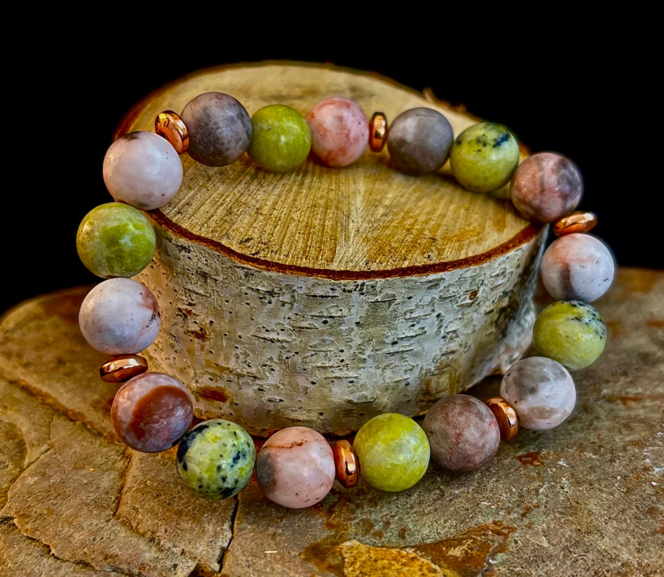 Reiki-Infused Earth Harmony Jasper Bracelet – 10mm Grounding & Balance Beads (Medium Wrists)