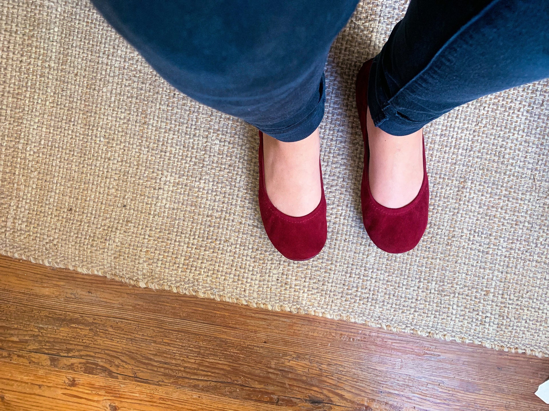 Women's Wine Suede Ballet Flats Comfortable Slip-On Shoes - Image 6