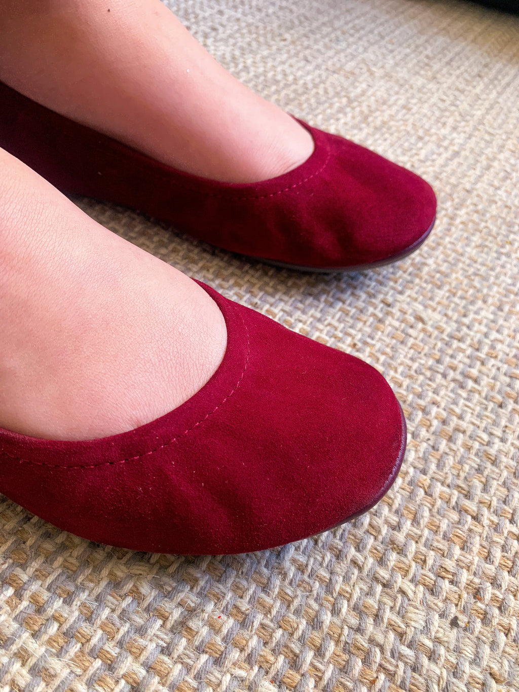 Women's Wine Suede Ballet Flats Comfortable Slip-On Shoes - Image 7