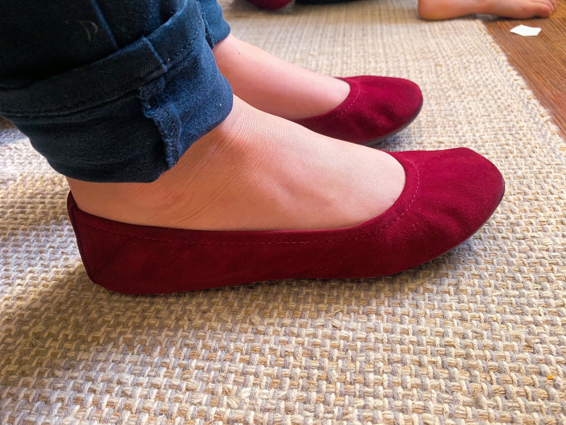 Women's Wine Suede Ballet Flats Comfortable Slip-On Shoes - Image 8