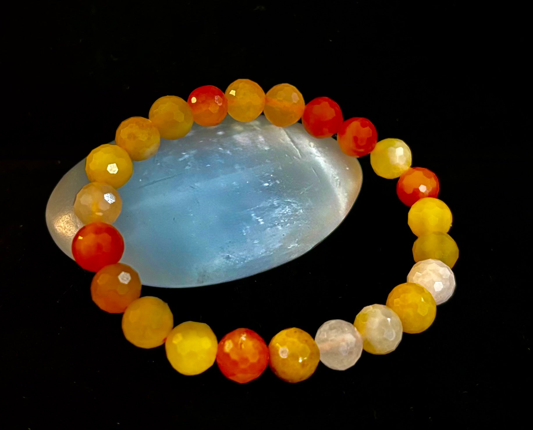 Bright Orange Aventurine Polyhedral-Cut Bracelet – 8mm (Medium Wrist) | Reiki-Infused Confidence & Creativity Stone