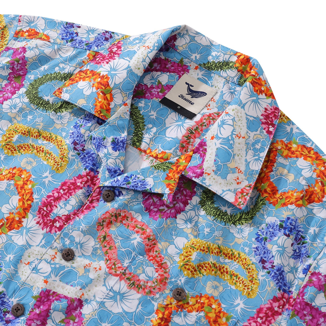 Men's Floral Wreath Cotton Camp Collar Hawaiian Shirt