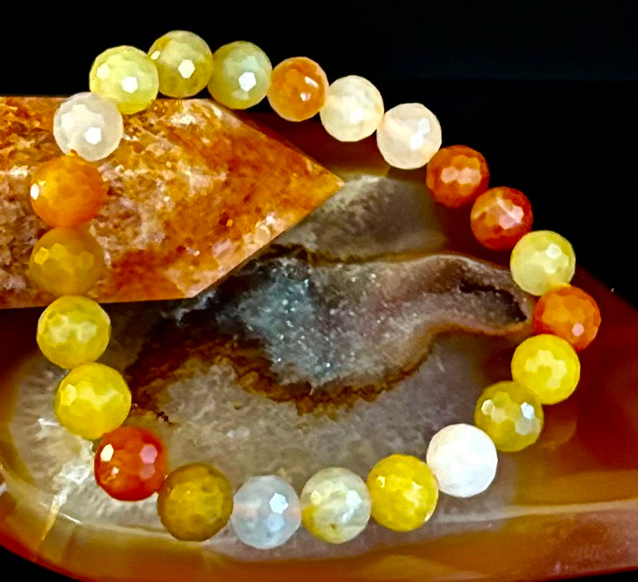 Bright Orange Aventurine Polyhedral-Cut Bracelet – 8mm (Medium Wrist) | Reiki-Infused Confidence & Creativity Stone