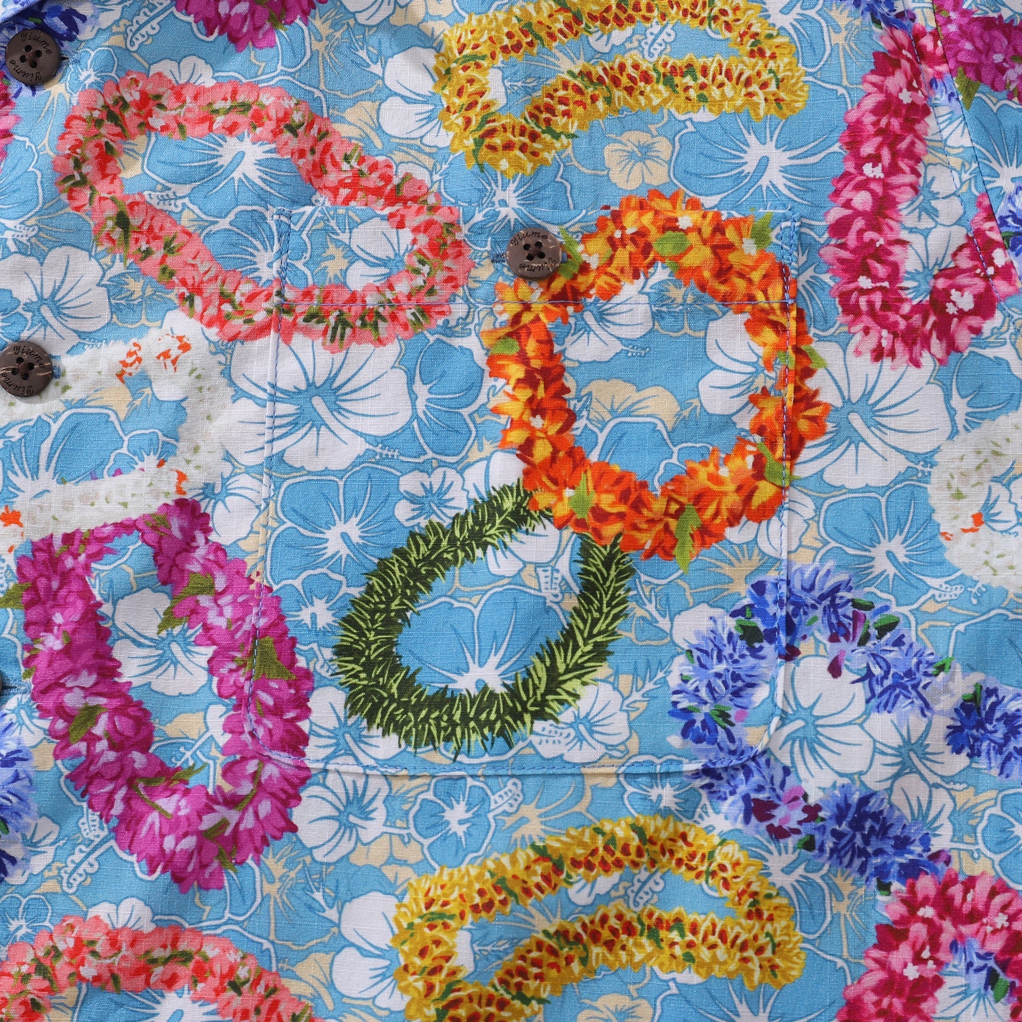 Men's Floral Wreath Cotton Camp Collar Hawaiian Shirt