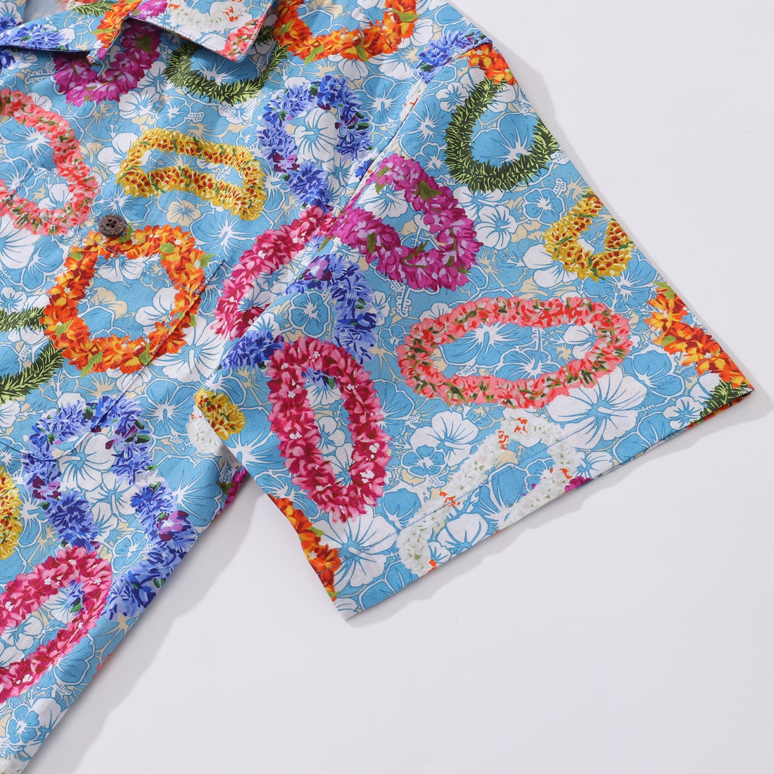 Men's Floral Wreath Cotton Camp Collar Hawaiian Shirt