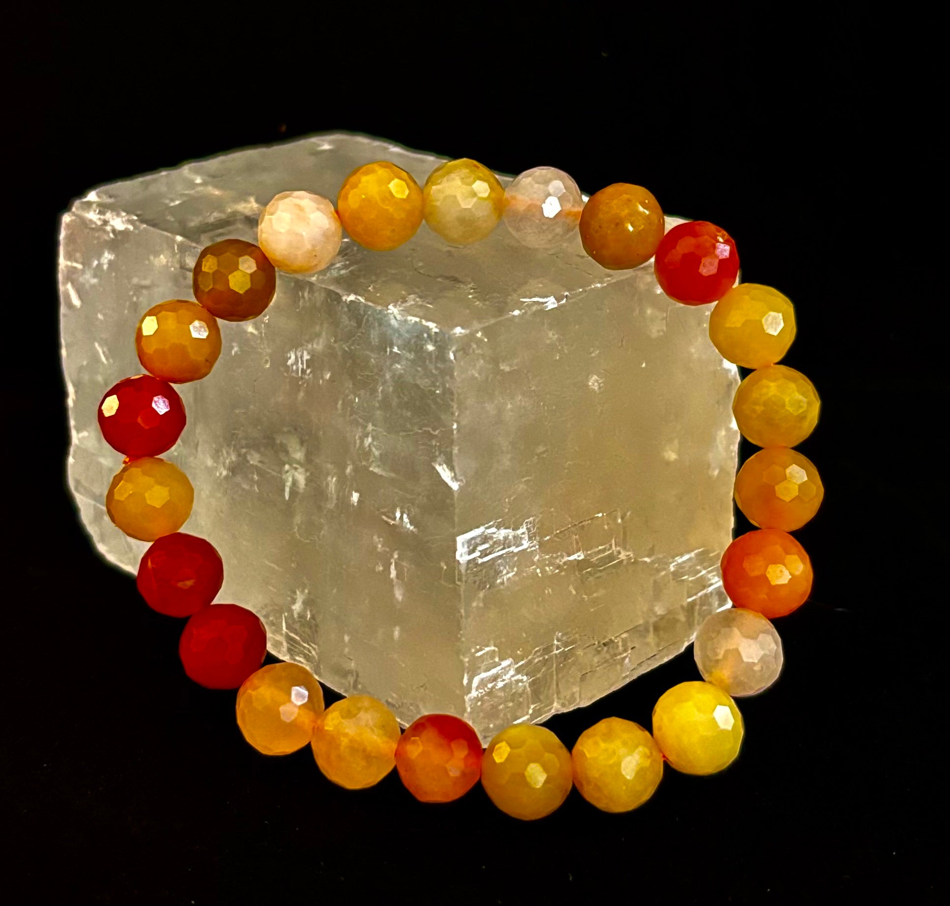 Bright Orange Aventurine Polyhedral-Cut Bracelet – 8mm (Medium Wrist) | Reiki-Infused Confidence & Creativity Stone
