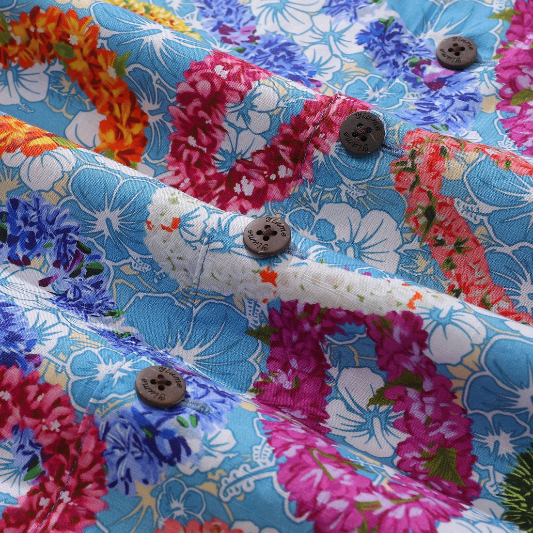 Men's Floral Wreath Cotton Camp Collar Hawaiian Shirt