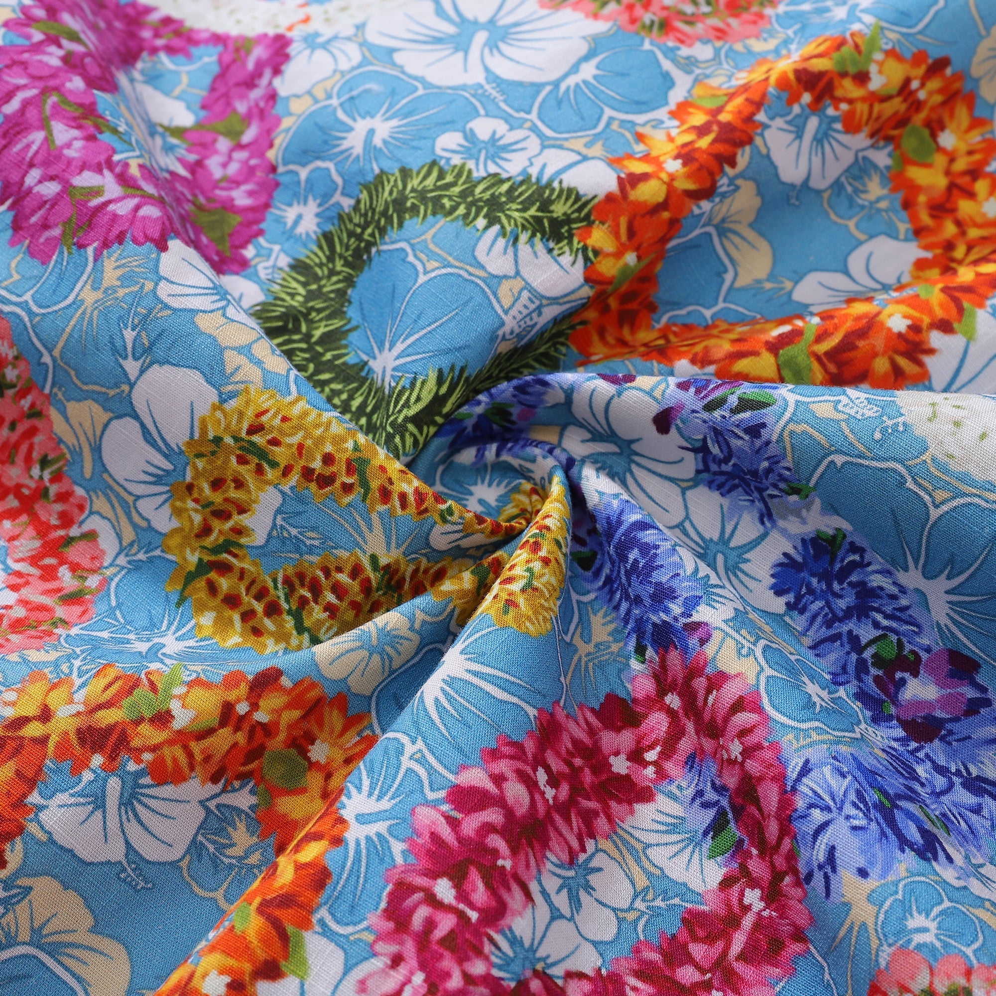Men's Floral Wreath Cotton Camp Collar Hawaiian Shirt