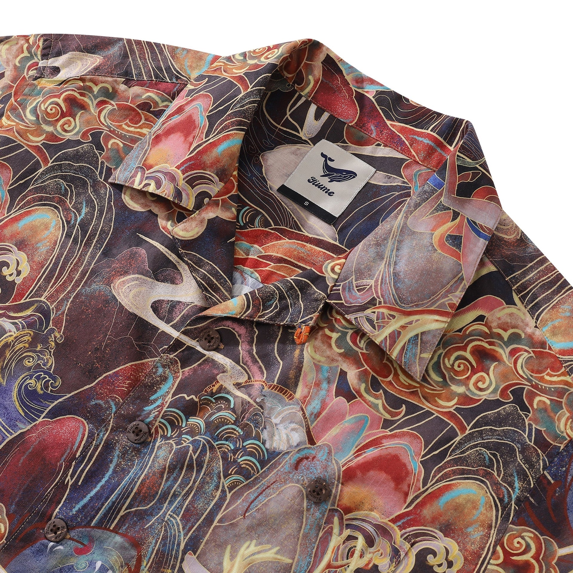 Blessings Under the Deer's Shadow Camp Collar Cotton Shirt