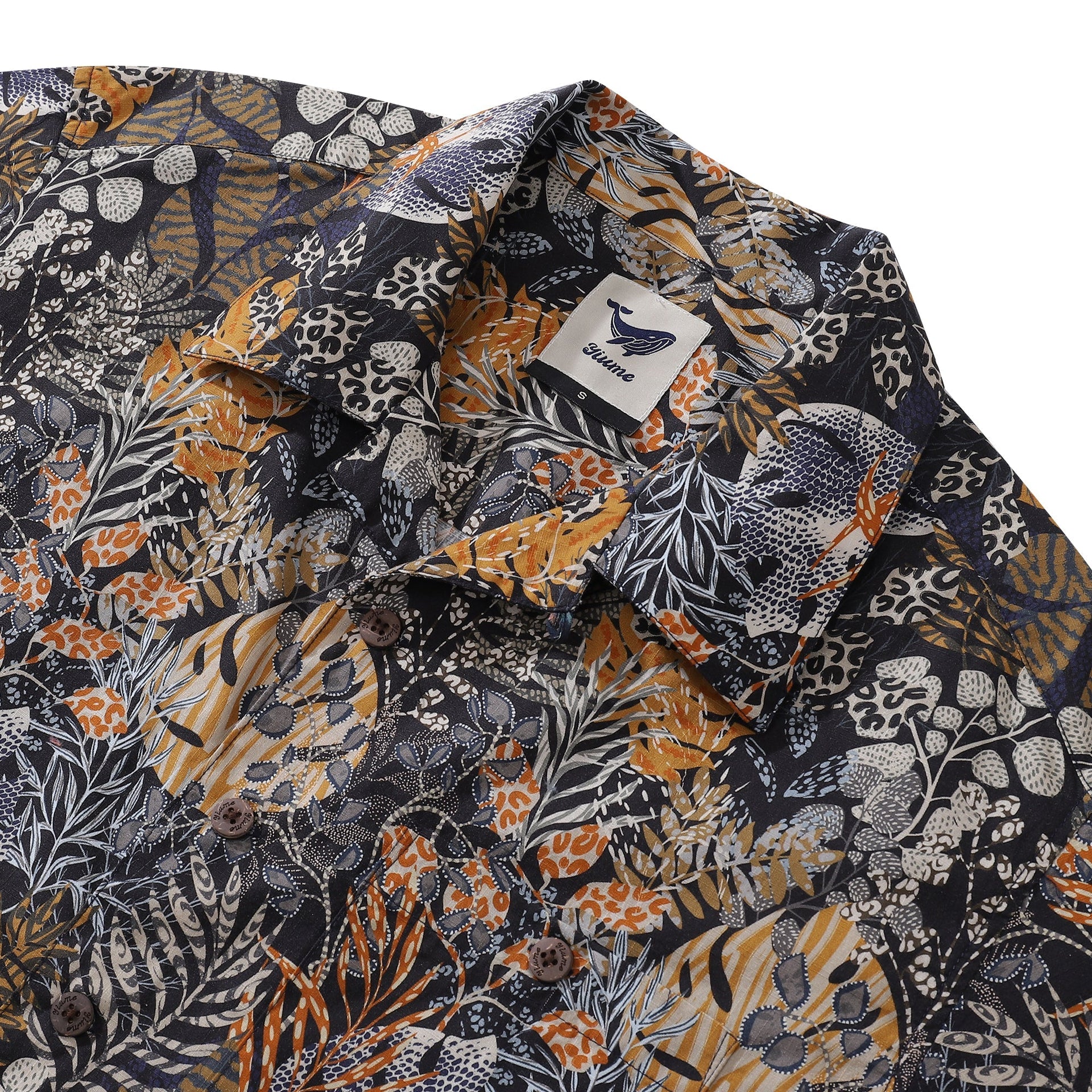 Animal Print Tropical Hawaiian Shirt, Cotton Camp Collar