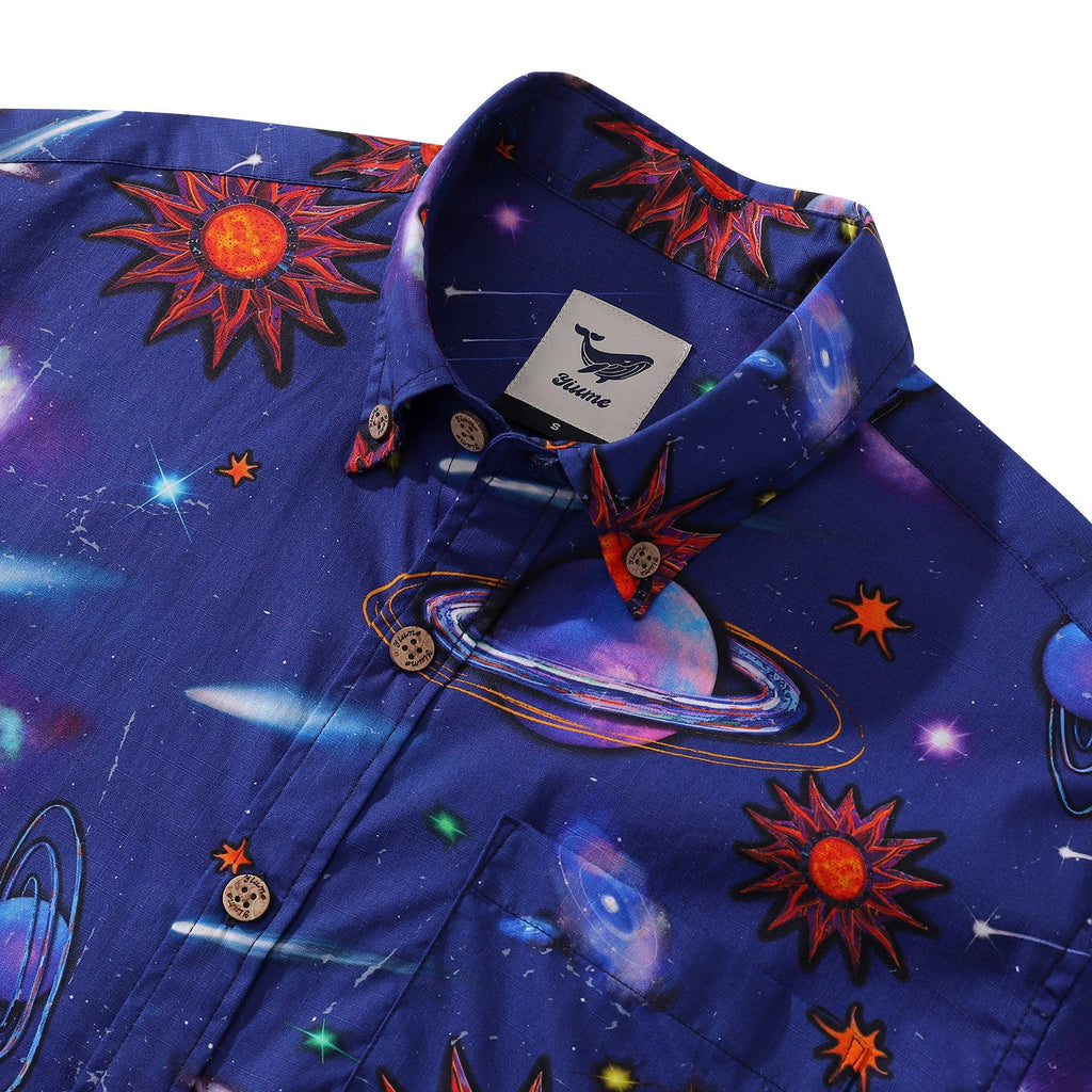 Men's Silent Radiance Cotton Button-Down Short Sleeve Shirt