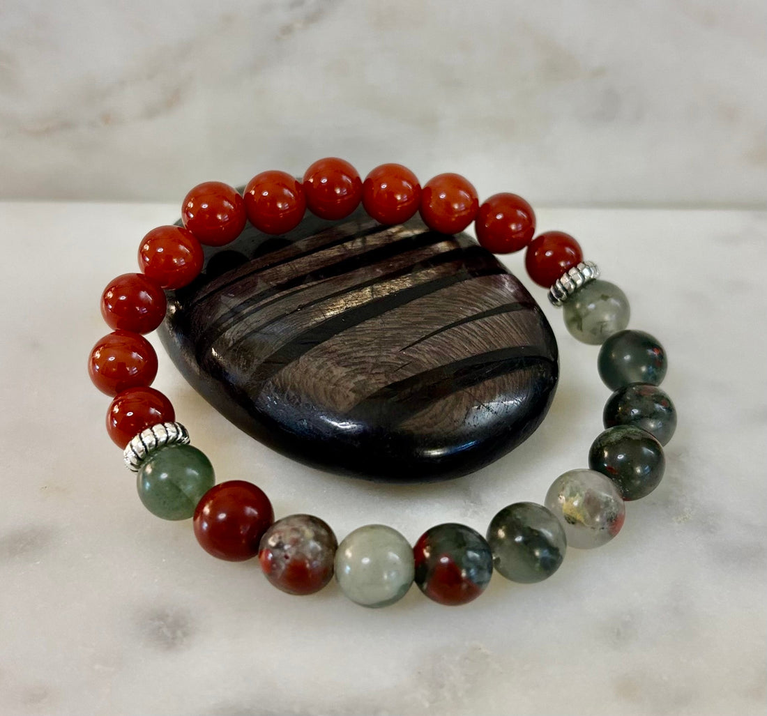 Health & Wellness Intention Bracelet – Reiki-Infused Carnelian & African Bloodstone