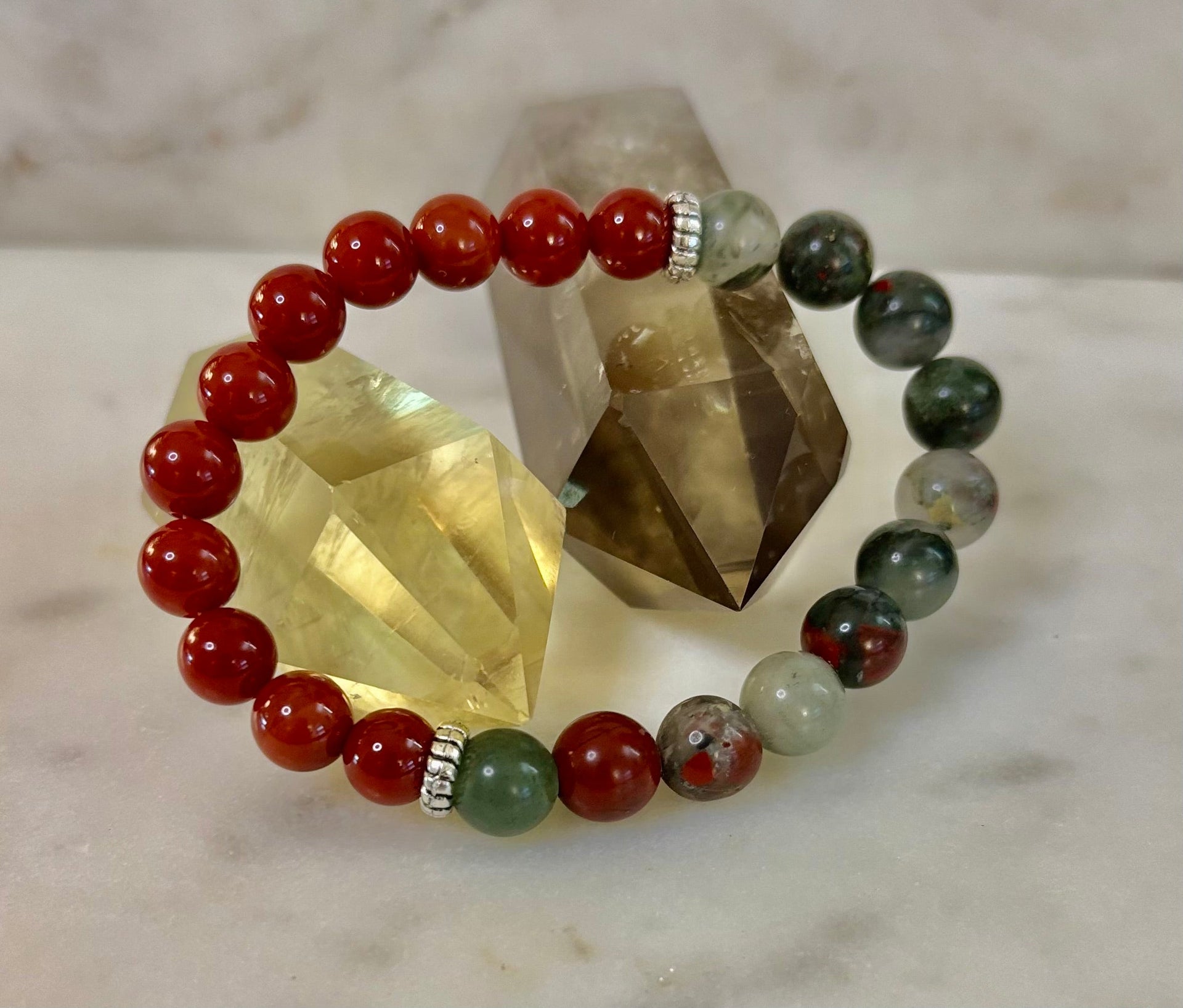 Health & Wellness Intention Bracelet – Reiki-Infused Carnelian & African Bloodstone