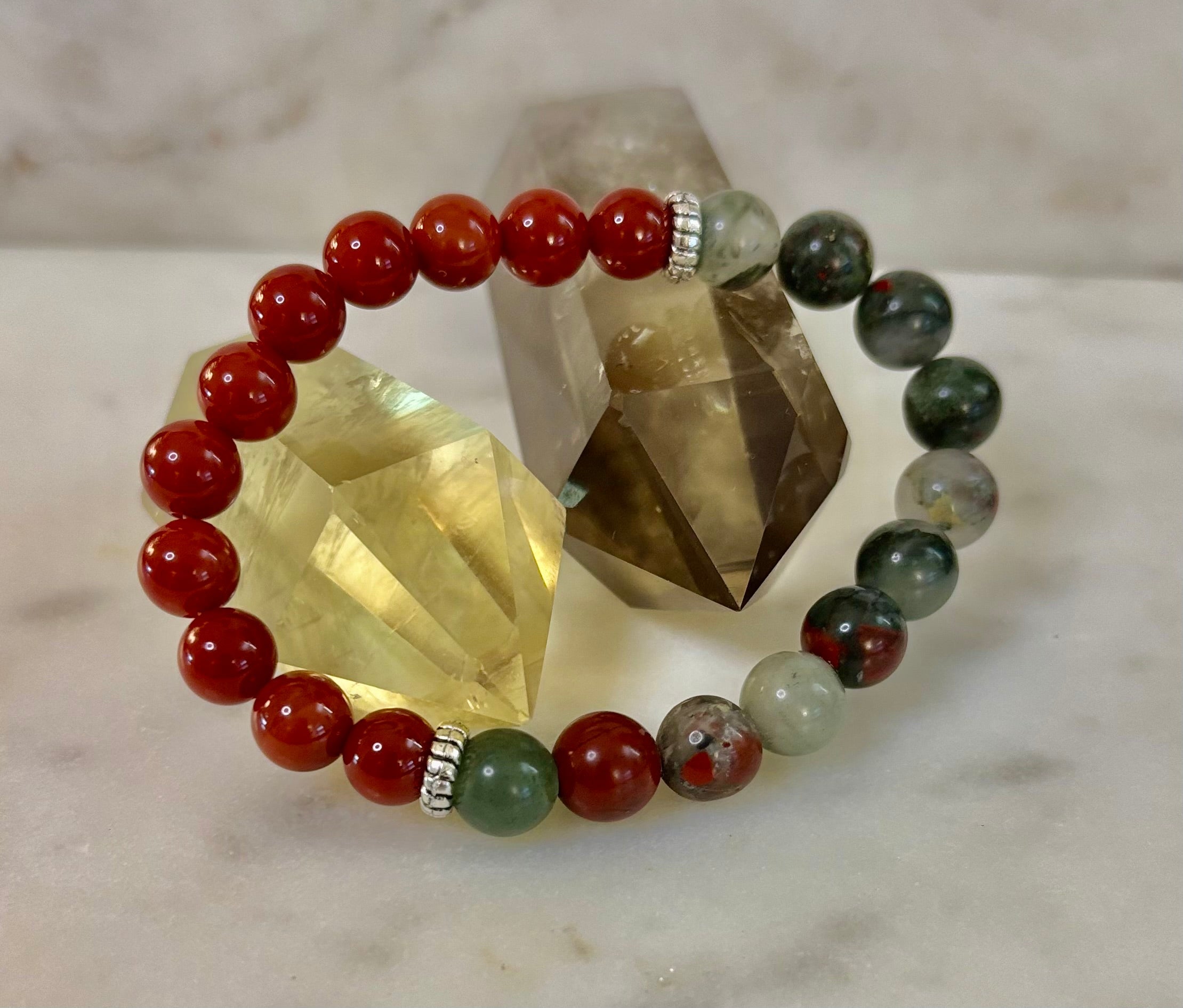 Health & Wellness Intention Bracelet – Reiki-Infused Carnelian & African Bloodstone