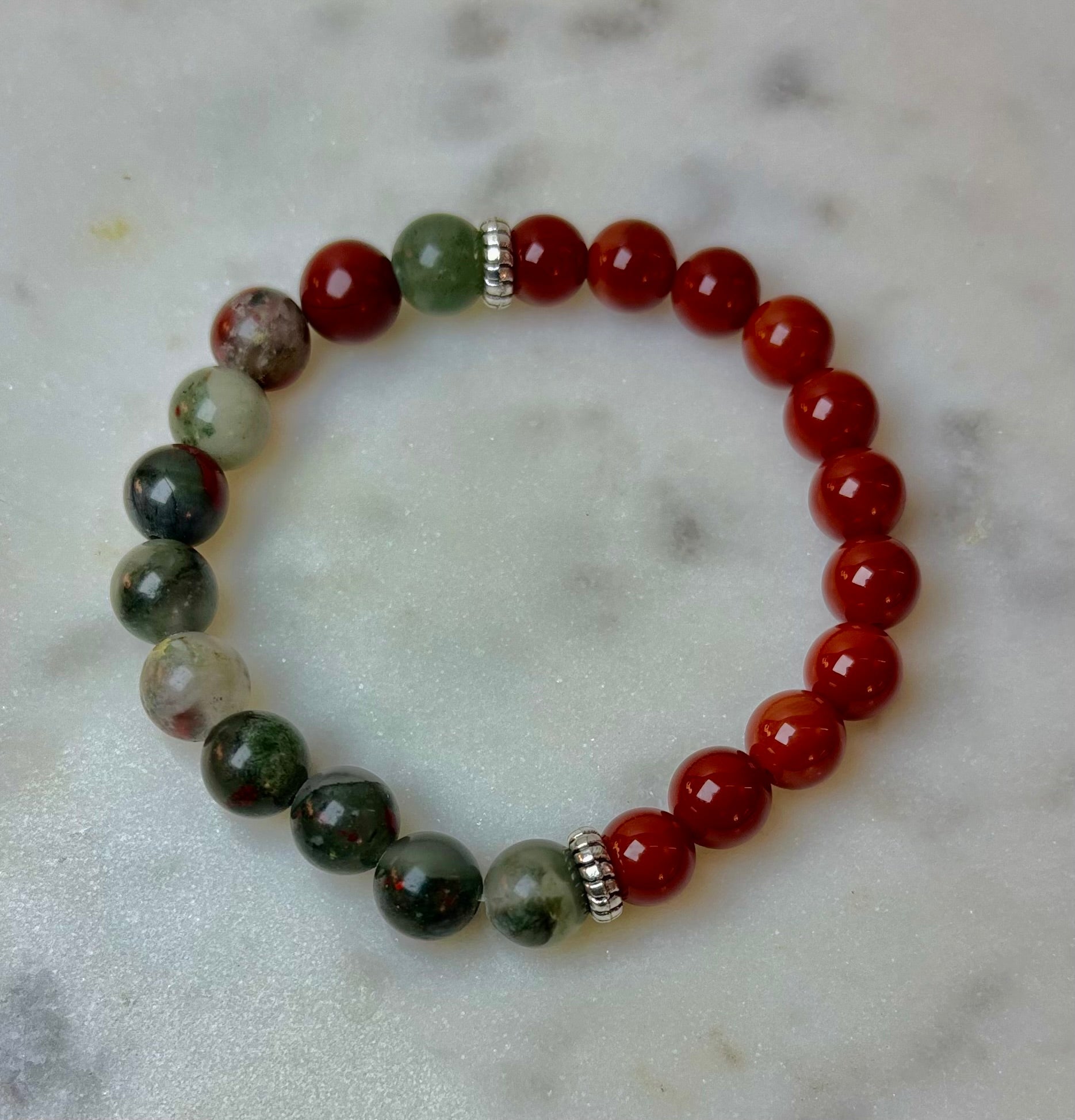 Health & Wellness Intention Bracelet – Reiki-Infused Carnelian & African Bloodstone