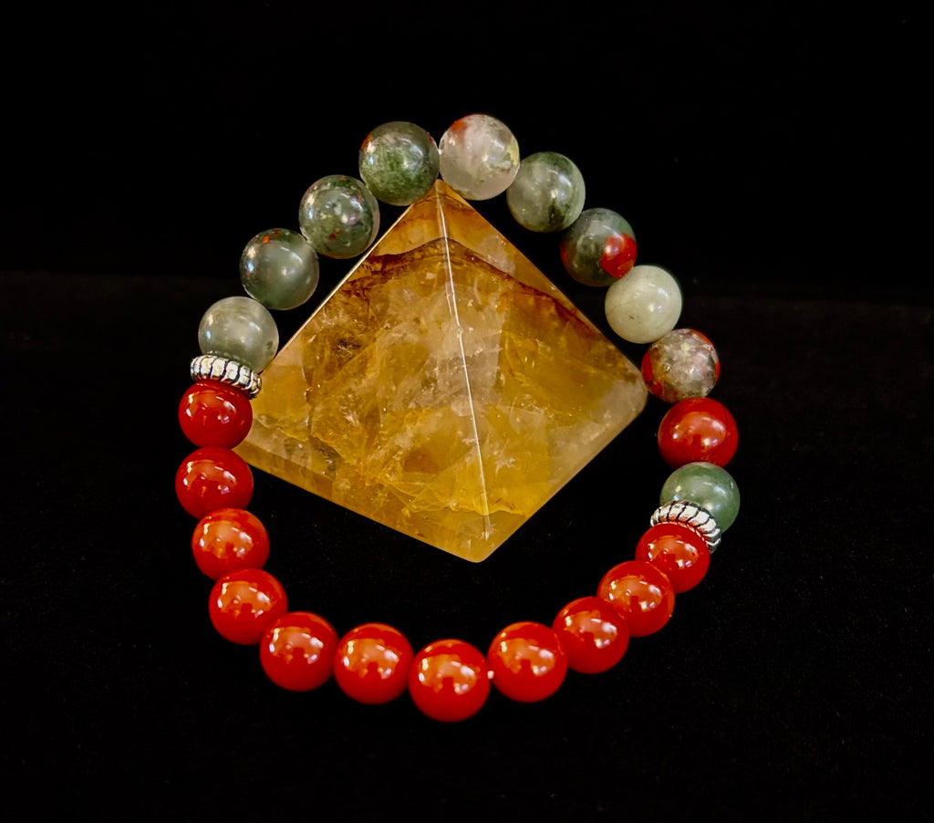 Health & Wellness Intention Bracelet – Reiki-Infused Carnelian & African Bloodstone