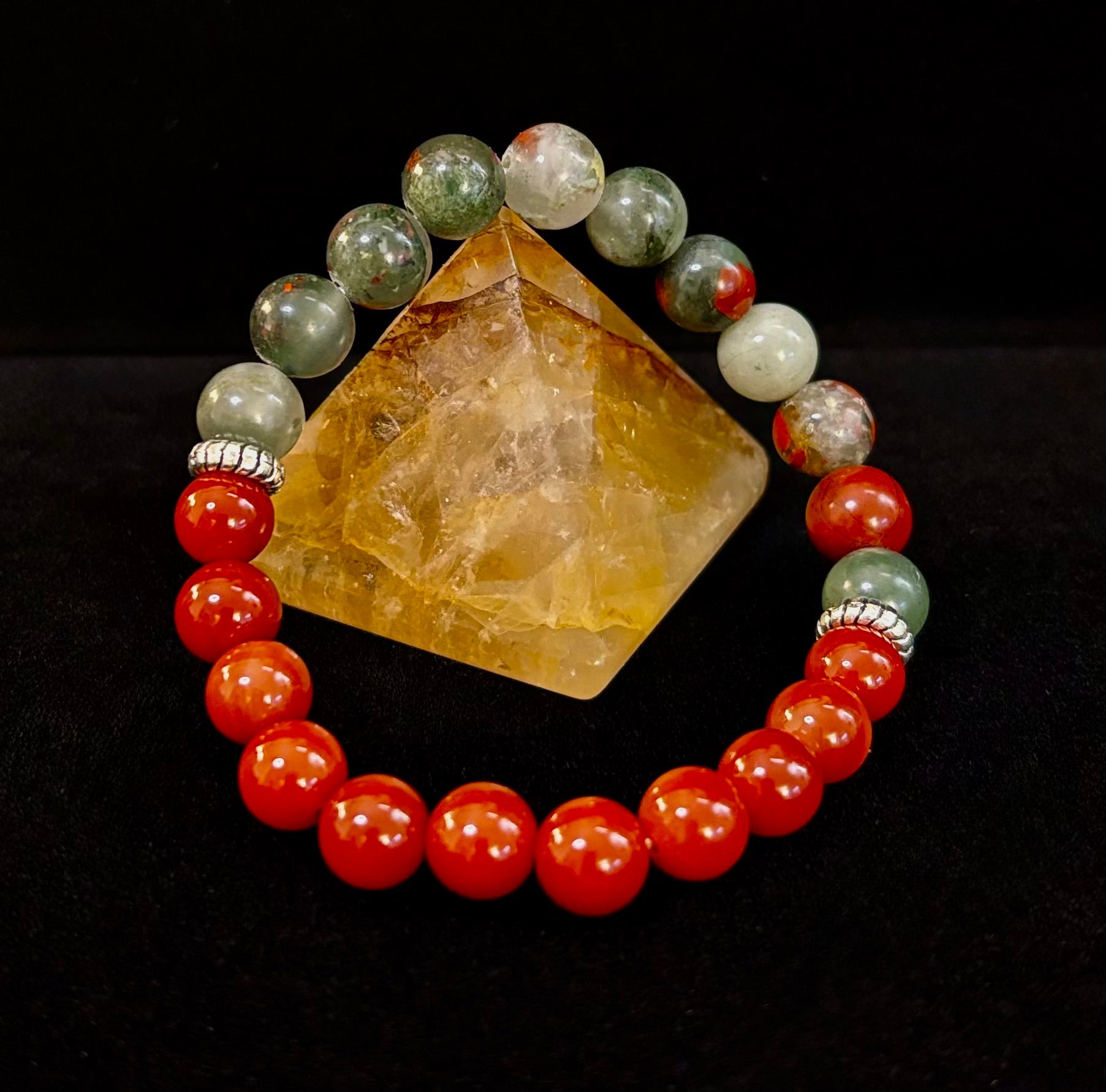 Health & Wellness Intention Bracelet – Reiki-Infused Carnelian & African Bloodstone