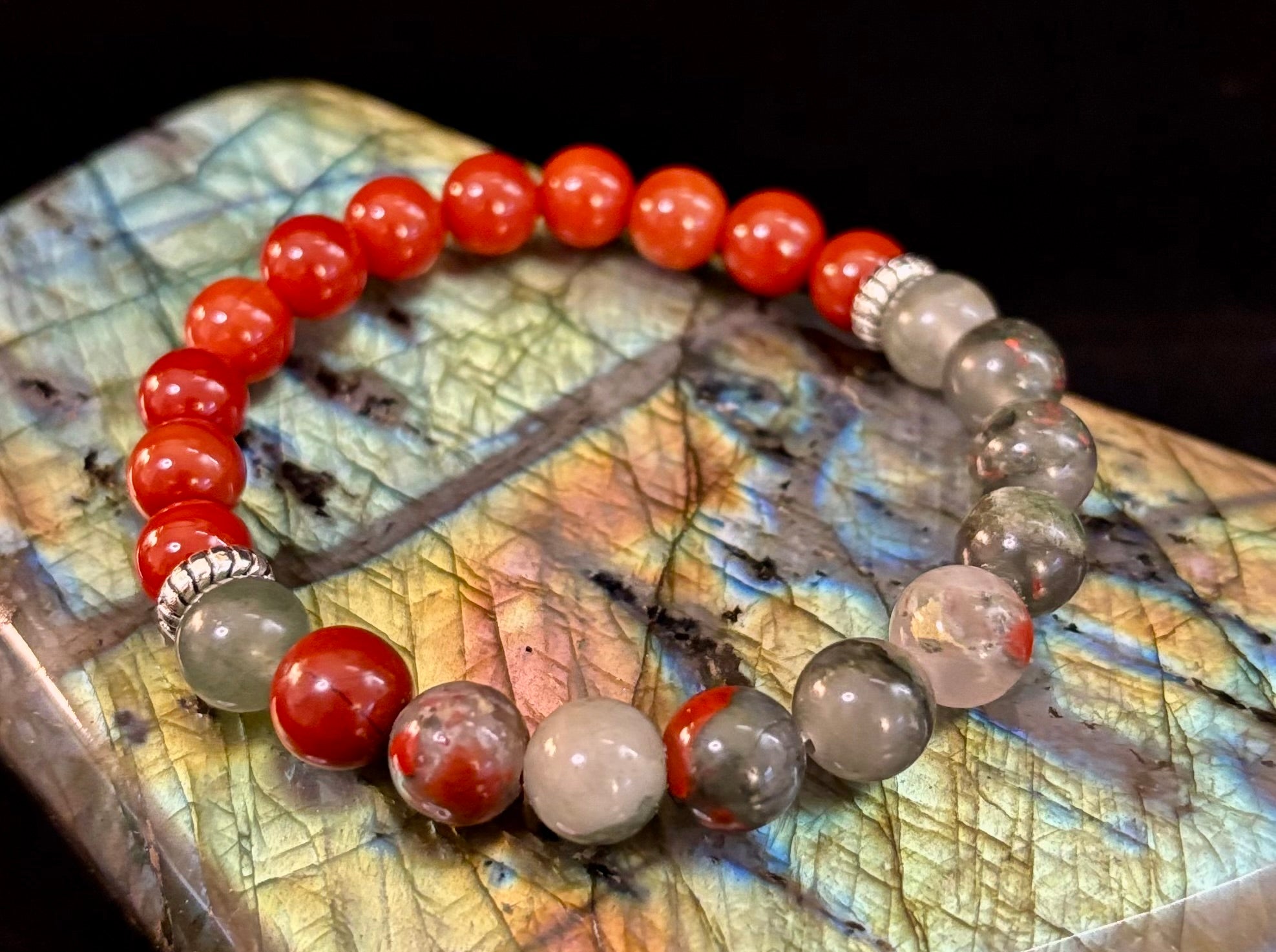 Health & Wellness Intention Bracelet – Reiki-Infused Carnelian & African Bloodstone