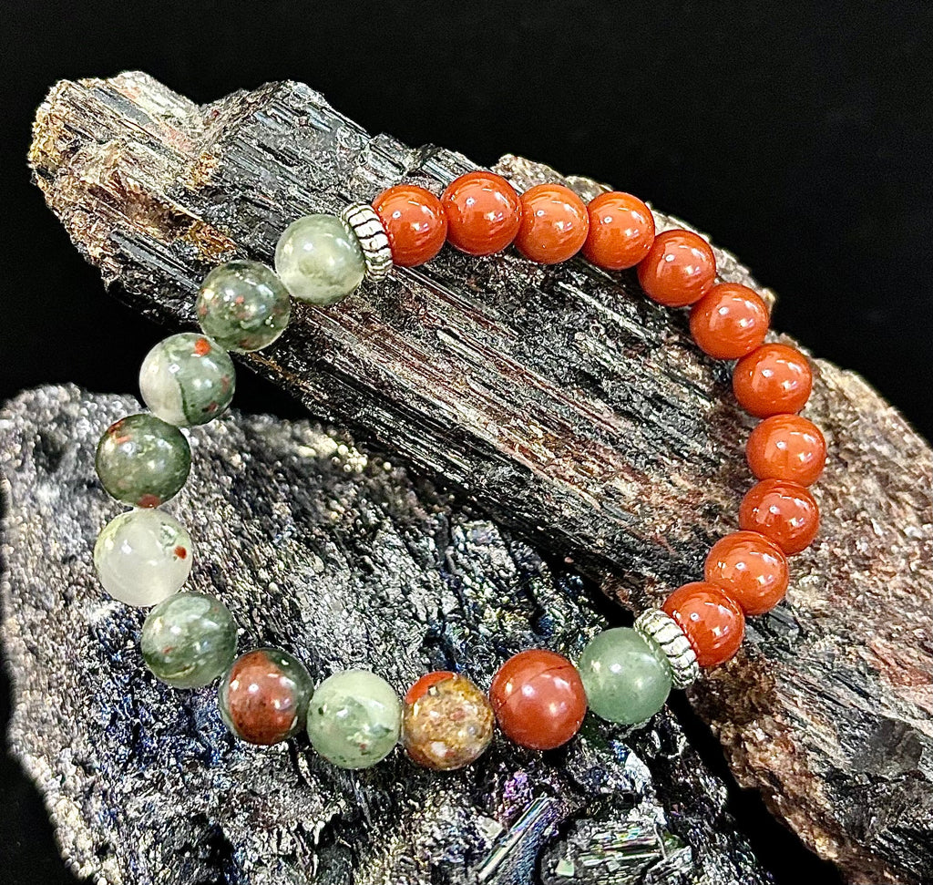 Health & Wellness Intention Bracelet – Reiki-Infused Carnelian & African Bloodstone