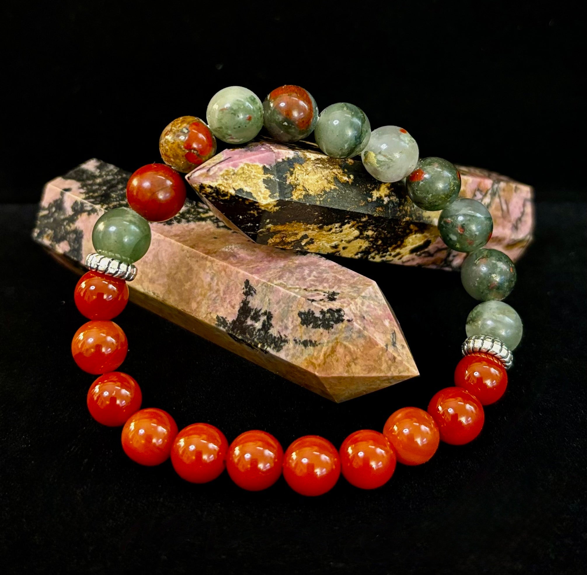 Health & Wellness Intention Bracelet – Reiki-Infused Carnelian & African Bloodstone
