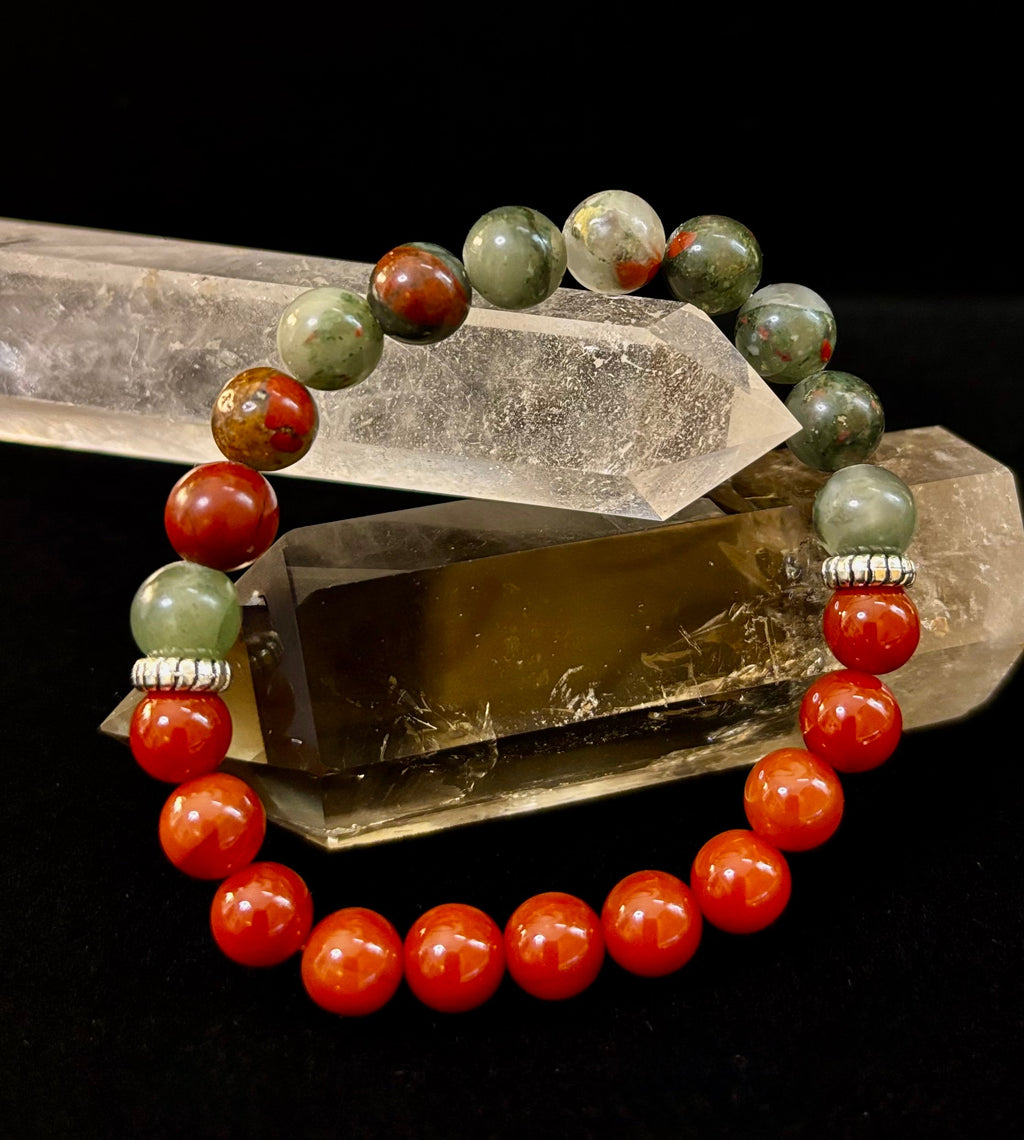Health & Wellness Intention Bracelet – Reiki-Infused Carnelian & African Bloodstone