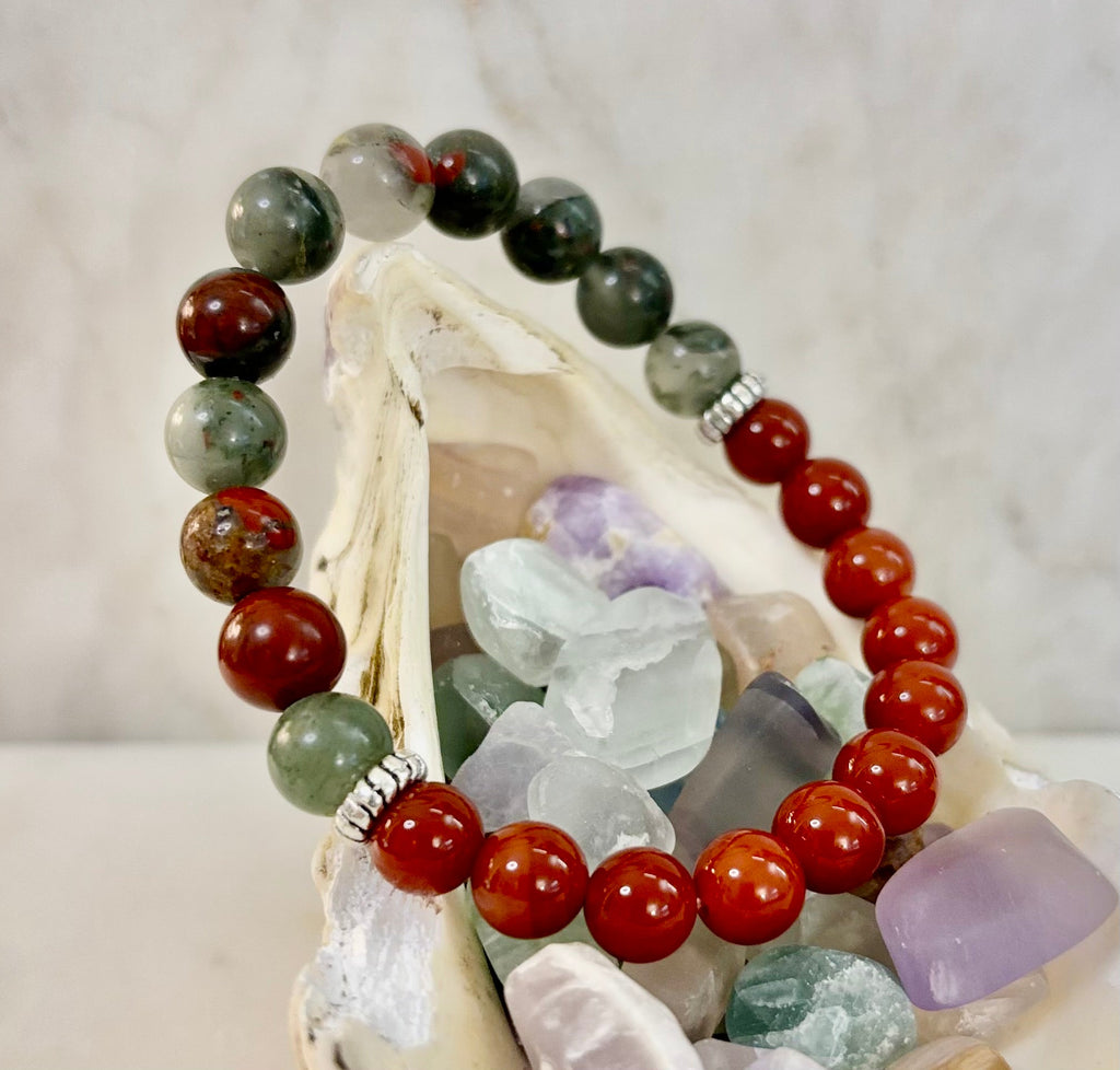 Health & Wellness Intention Bracelet – Reiki-Infused Carnelian & African Bloodstone
