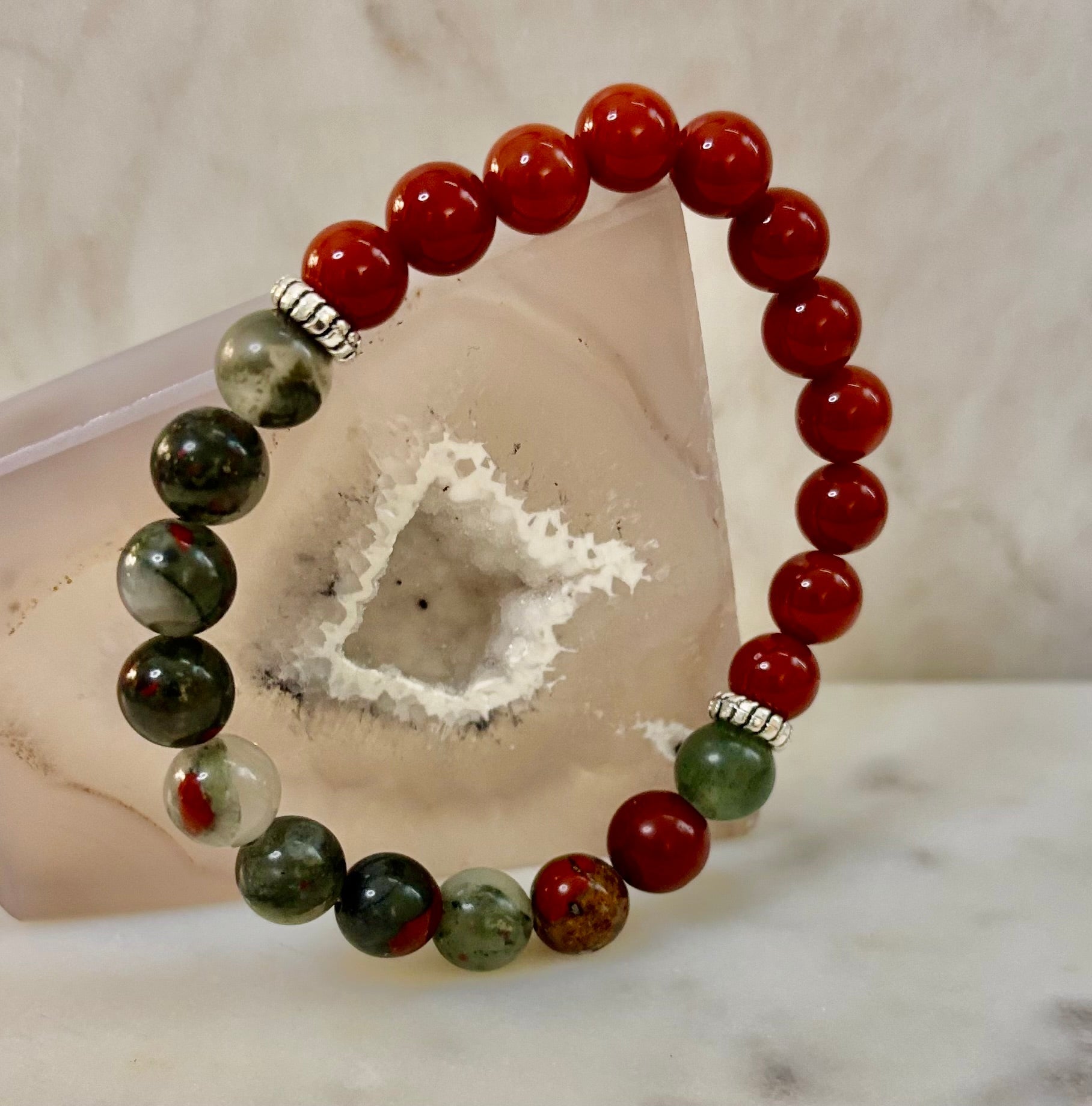 Health & Wellness Intention Bracelet – Reiki-Infused Carnelian & African Bloodstone