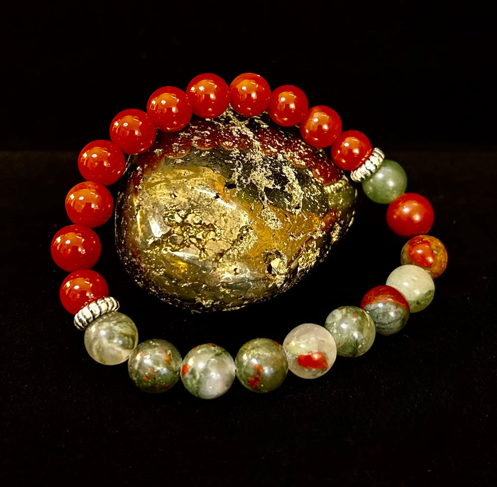 Health & Wellness Intention Bracelet – Reiki-Infused Carnelian & African Bloodstone