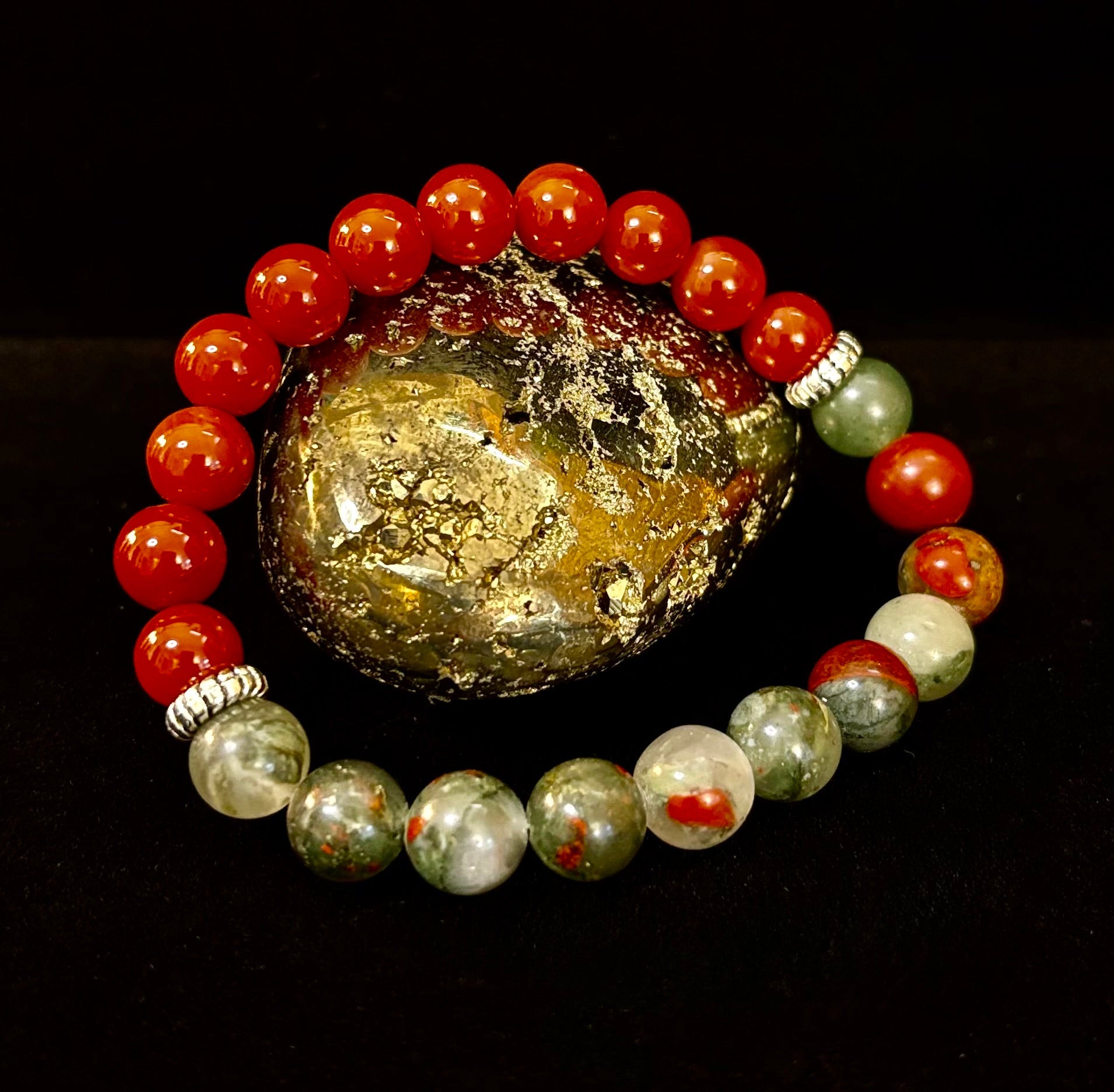 Health & Wellness Intention Bracelet – Reiki-Infused Carnelian & African Bloodstone