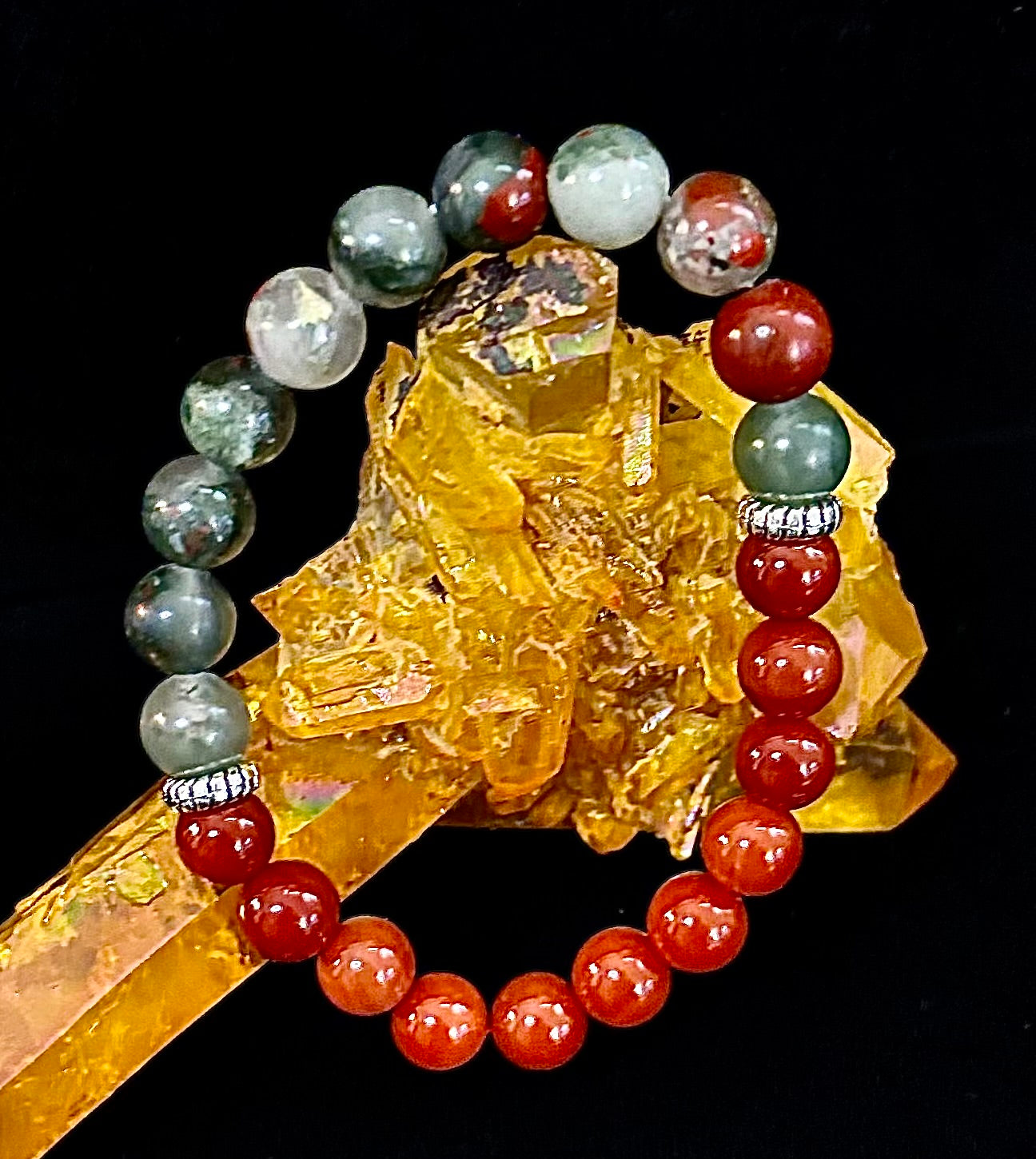 Health & Wellness Intention Bracelet – Reiki-Infused Carnelian & African Bloodstone