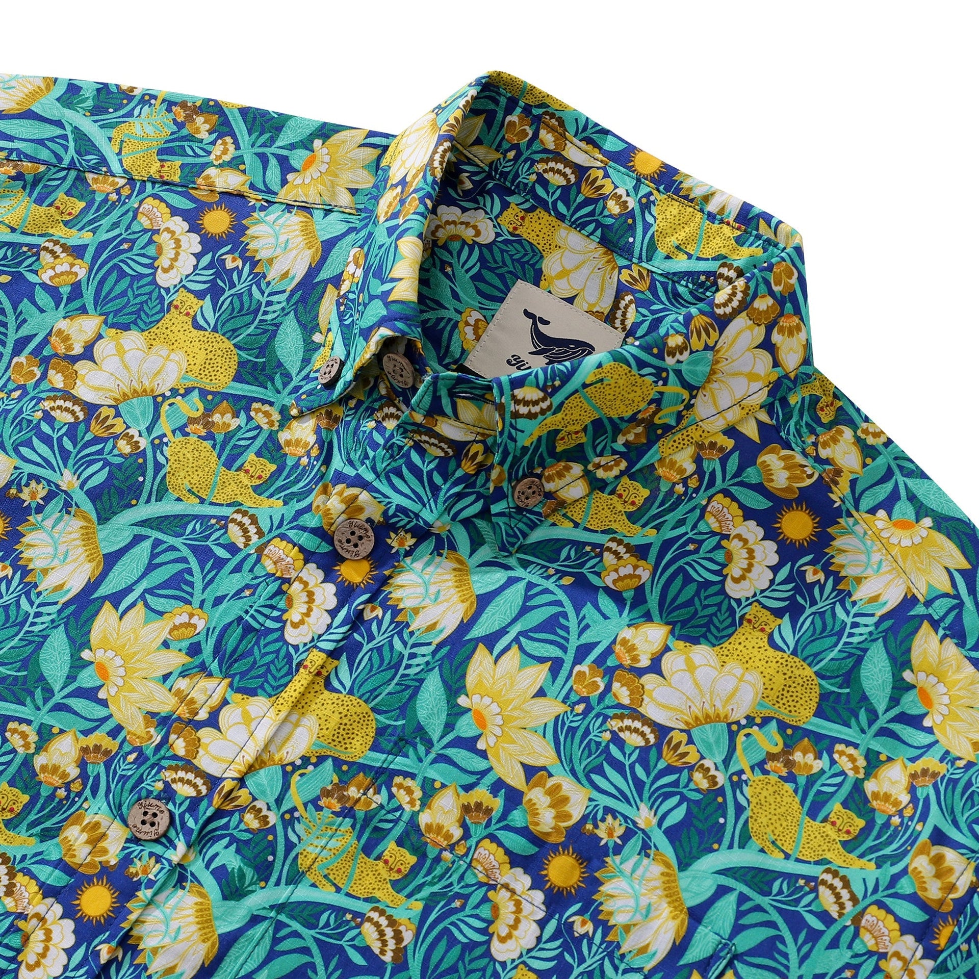 Floral Aloha Button-Down Shirt, Cotton Tropical Print
