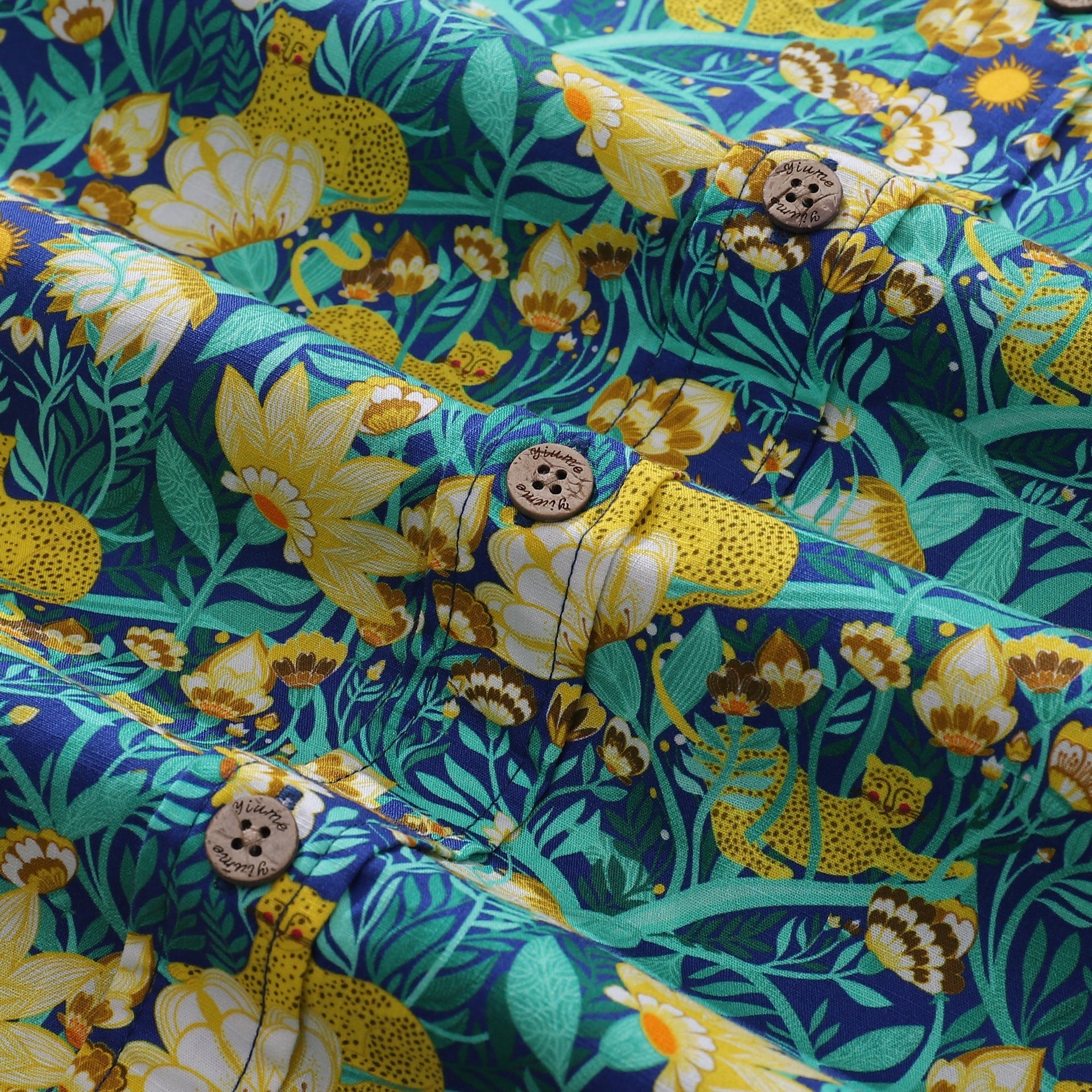 Floral Aloha Button-Down Shirt, Cotton Tropical Print