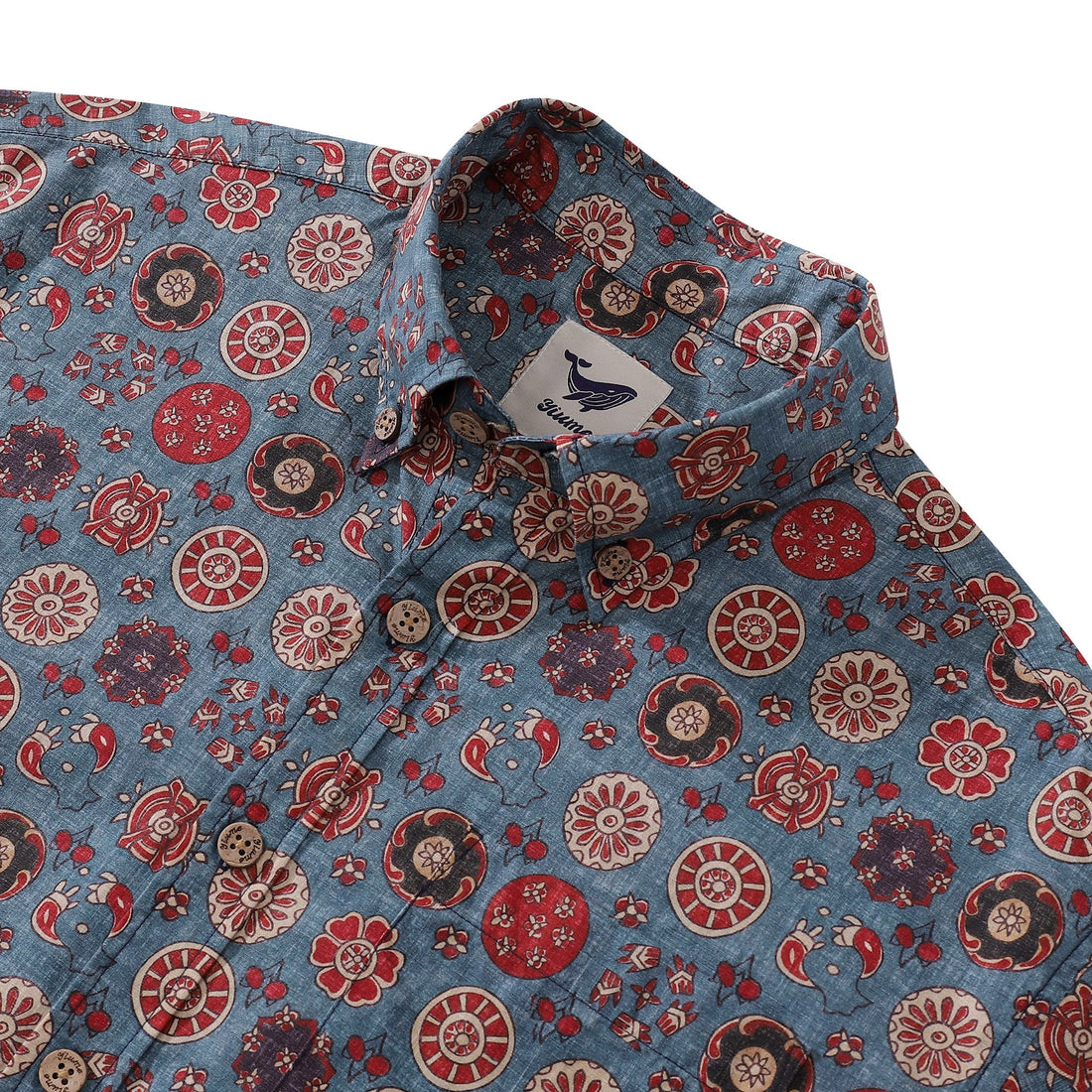 Men's Cotton Hawaiian Shirt with Vintage Rose Waltz Print