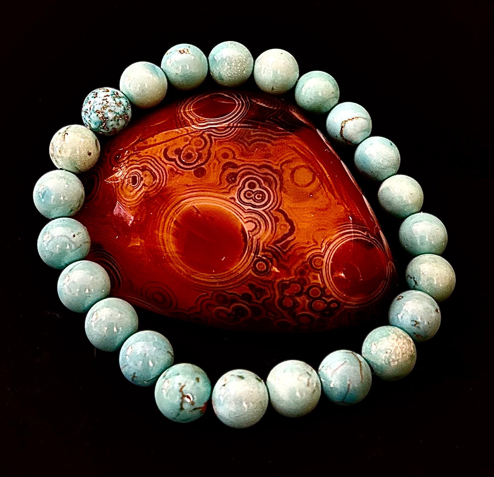 Natural Turquoise Howlite Beaded Bracelet – 8mm & 10mm Stones for Calm & Protection (Medium Wrists)