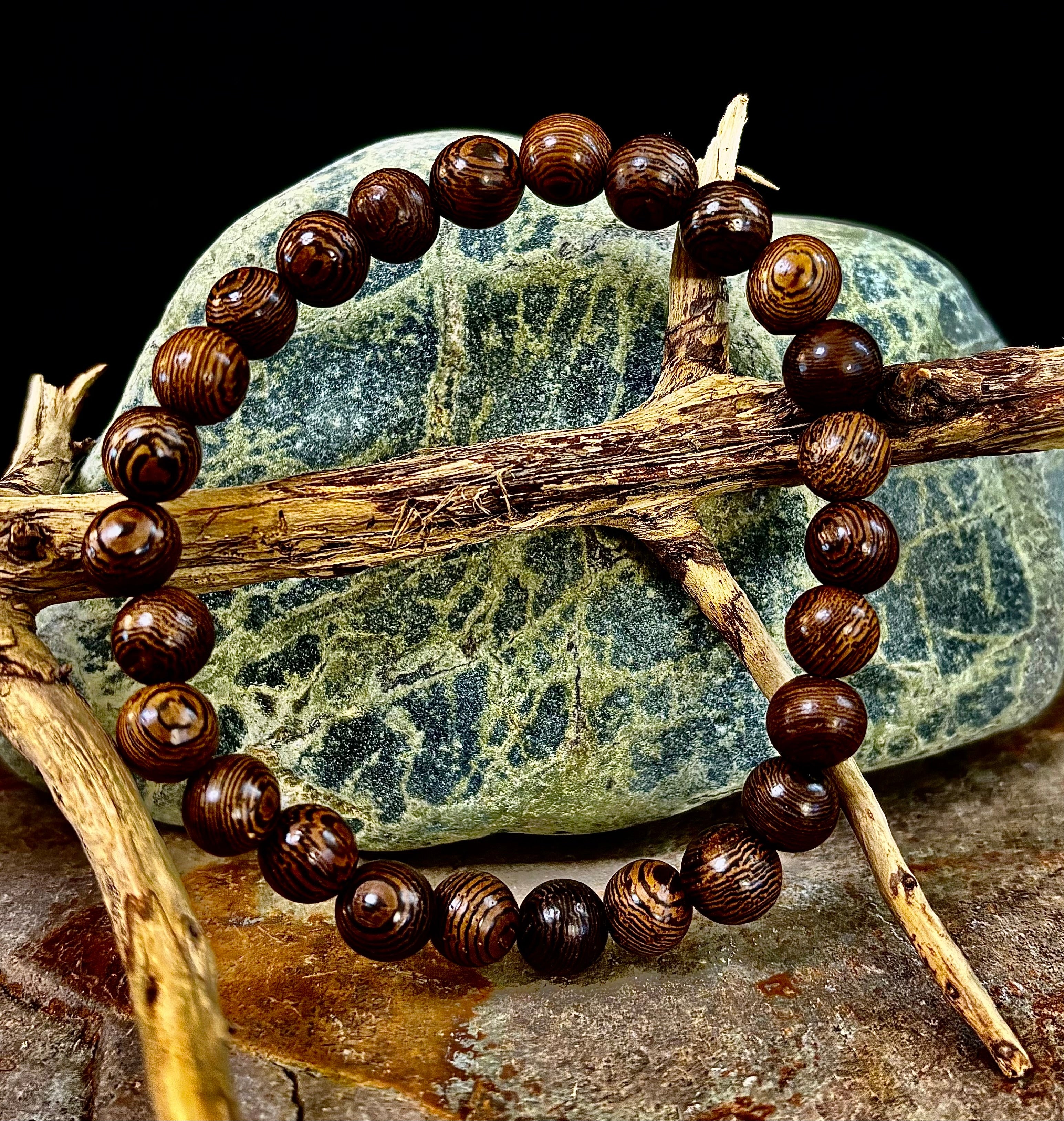 Barely There Wooden Bead Bracelet – Ultra-Lightweight Earth Style for Men (Large Wrists)