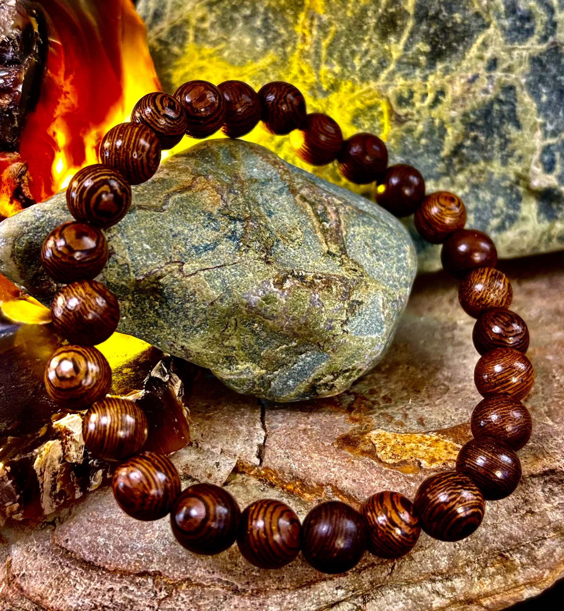 Barely There Wooden Bead Bracelet – Ultra-Lightweight Earth Style for Men (Large Wrists)
