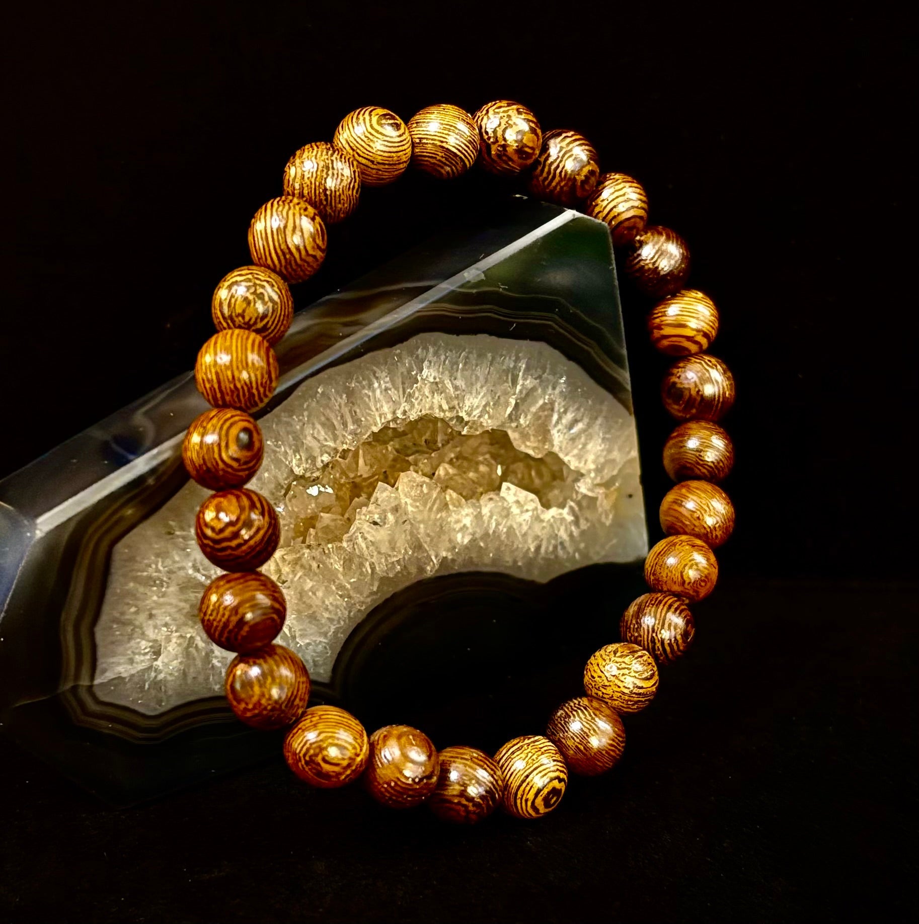 Barely There Wooden Bead Bracelet – Ultra-Lightweight Earth Style for Men (Large Wrists)