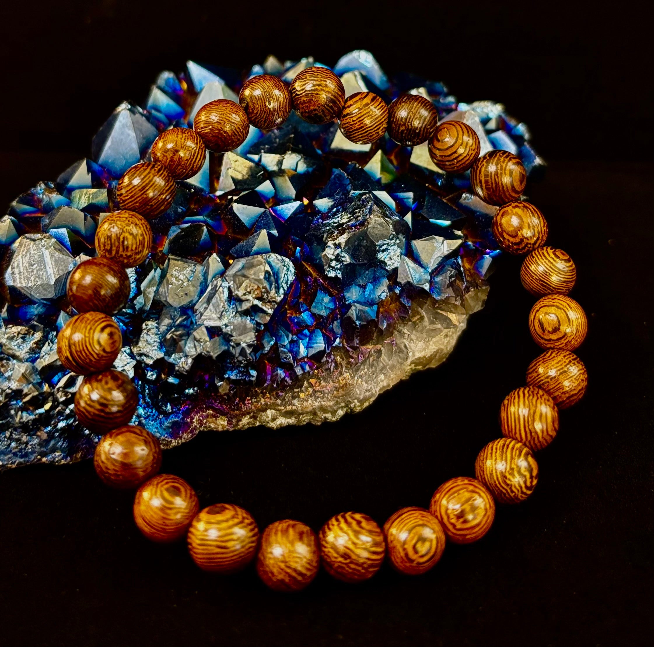 Barely There Wooden Bead Bracelet – Ultra-Lightweight Earth Style for Men (Large Wrists)