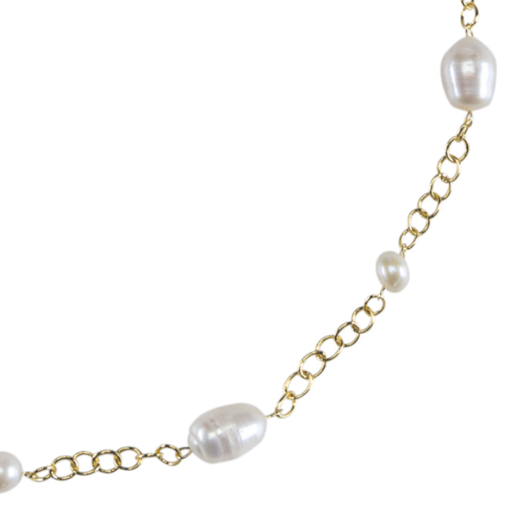 32 Inch Gold-tone Chain Necklace with Freshwater Baroque Pearls - Image 2