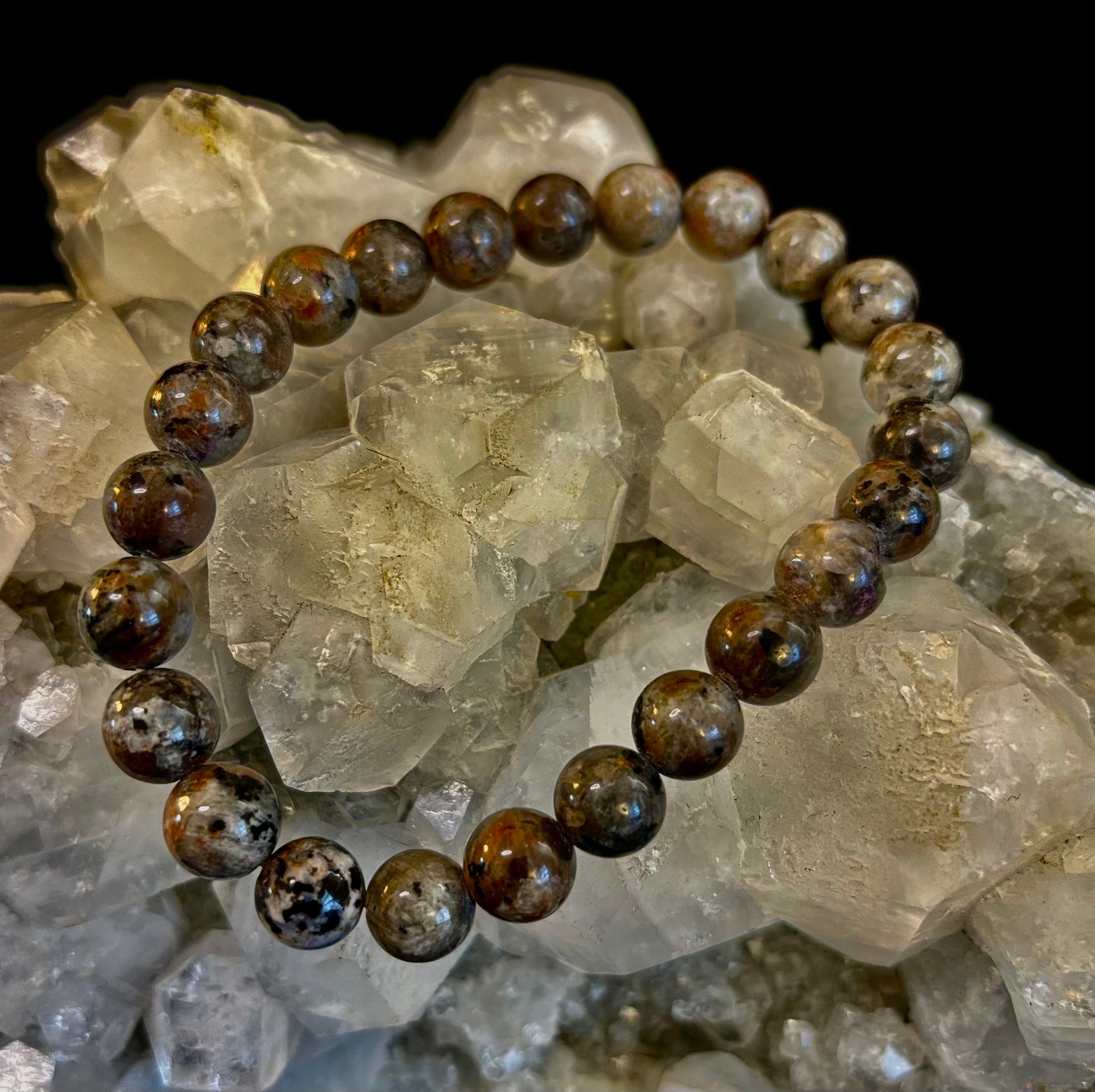 Yooperlite Grounding Bracelet – Natural UV Reactive Stone, 8mm Beads (Large Wrists)