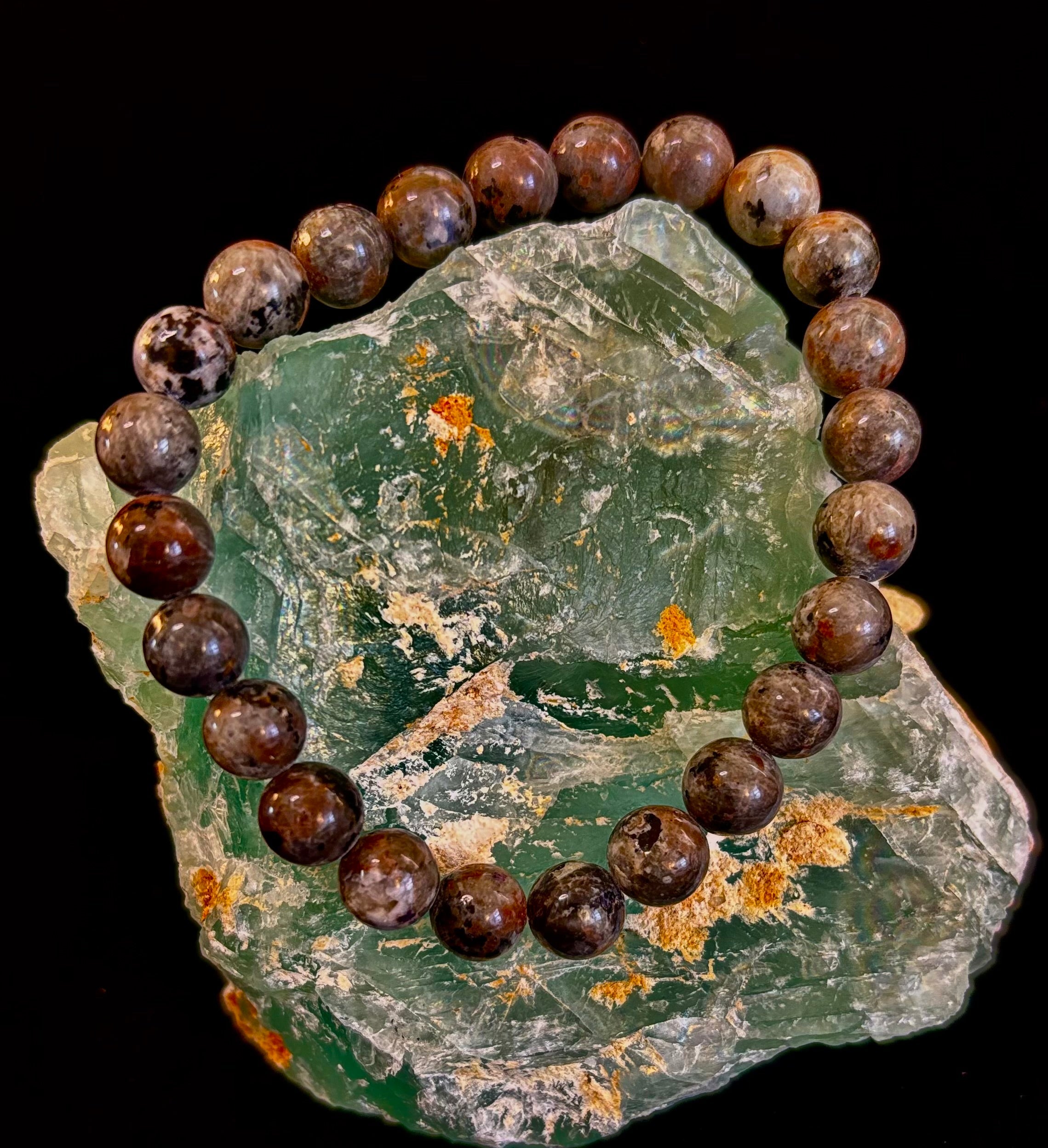 Yooperlite Grounding Bracelet – Natural UV Reactive Stone, 8mm Beads (Large Wrists)