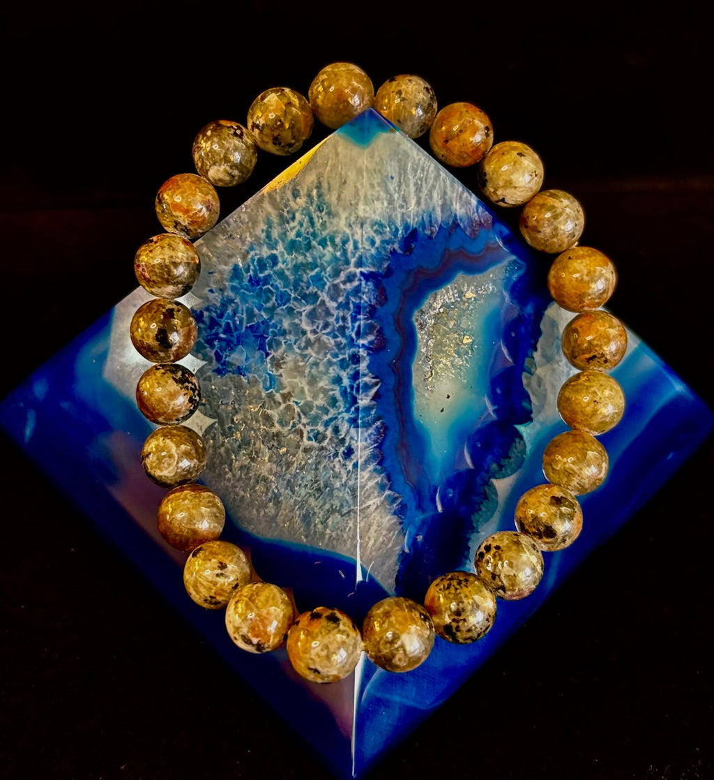 Yooperlite Grounding Bracelet – Natural UV Reactive Stone, 8mm Beads (Large Wrists)