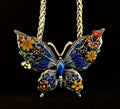 Statement Butterfly Necklace – Bold Enamel Butterfly Pendant in Purple or Blue