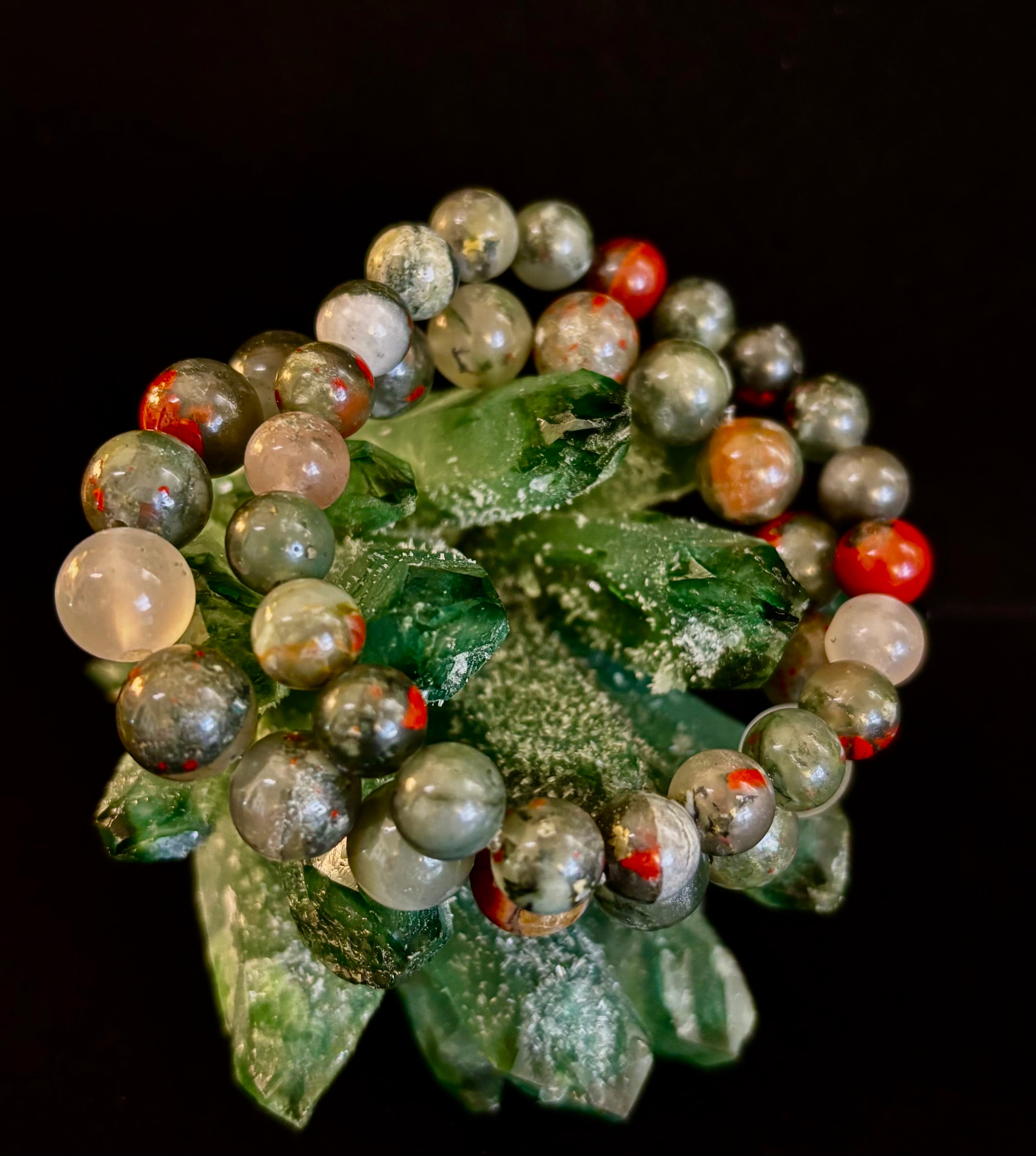 African Bloodstone Bracelet – Courage, Strength & Grounding Beaded Bracelet (8mm or 10mm)
