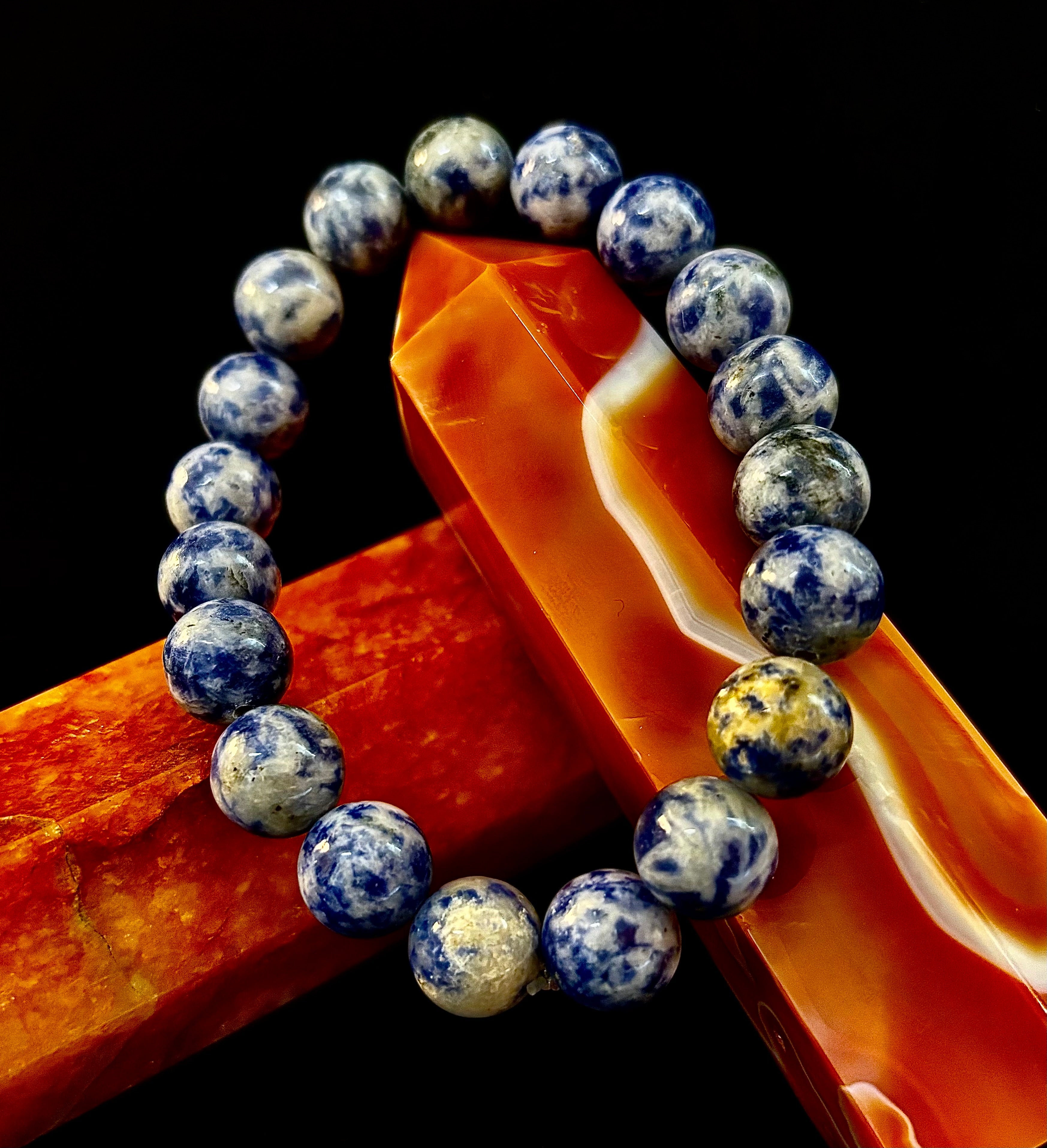 Blue Spot Jasper Beaded Bracelet – Medium Wrists
