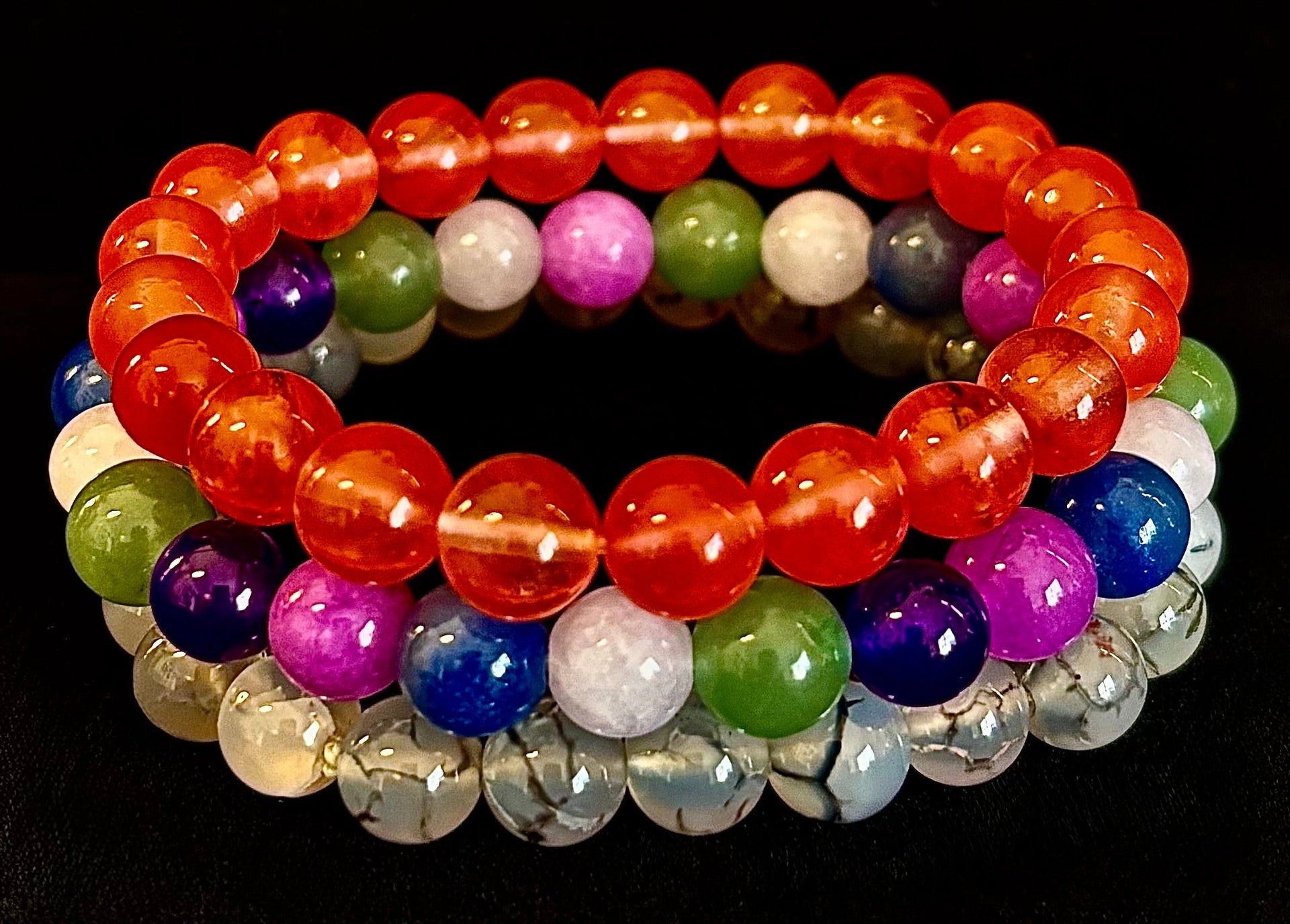 YOLO Limited Series Stacking Bracelet Set of 3 Vibrant Beaded