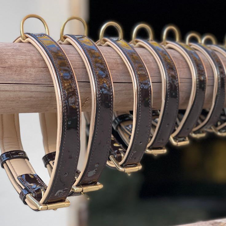 Brown Patent Florence Dog Collar